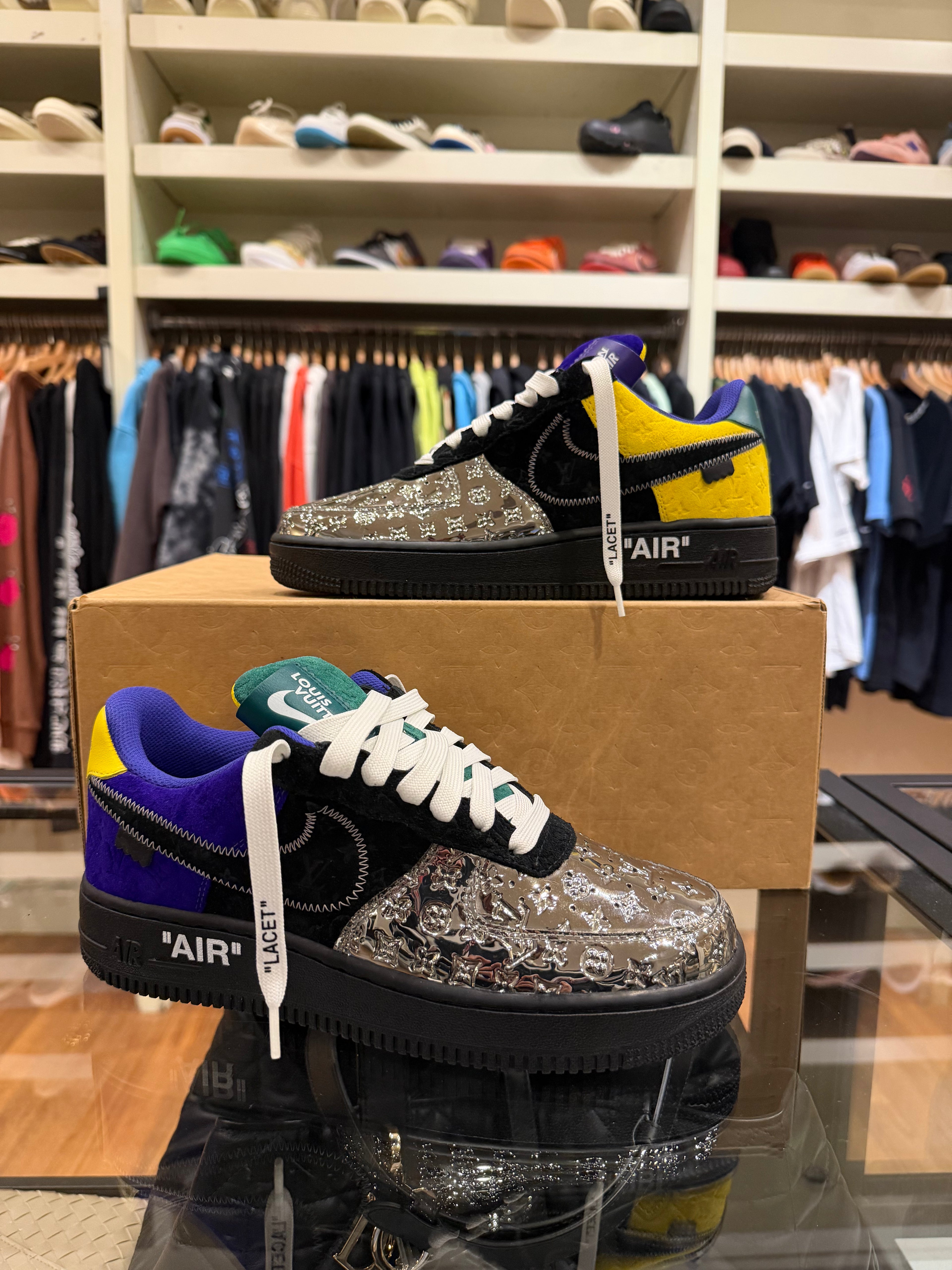Louis Vuitton x Nike Air Force 1 Low “Purple Dusk / Metallic Silver / Patchwork