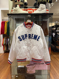 Supreme x Mitchell & Ness Satin Varsity Jacket - White