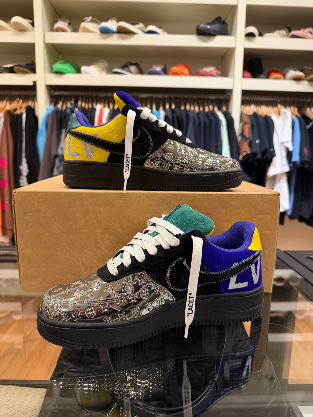 Louis Vuitton x Nike Air Force 1 Low “Purple Dusk / Metallic Silver / Patchwork