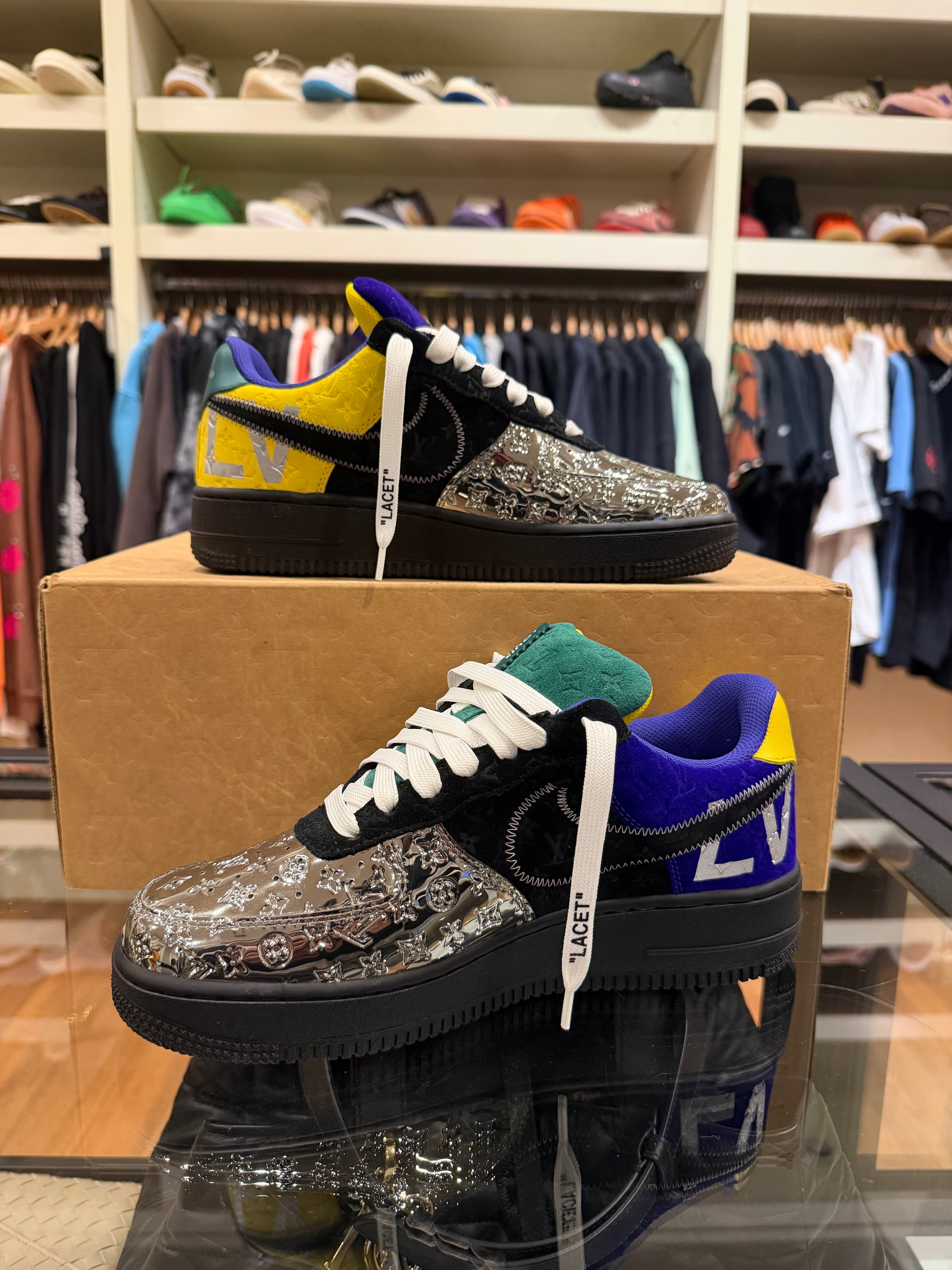 Louis Vuitton x Nike Air Force 1 Low “Purple Dusk / Metallic Silver / Patchwork