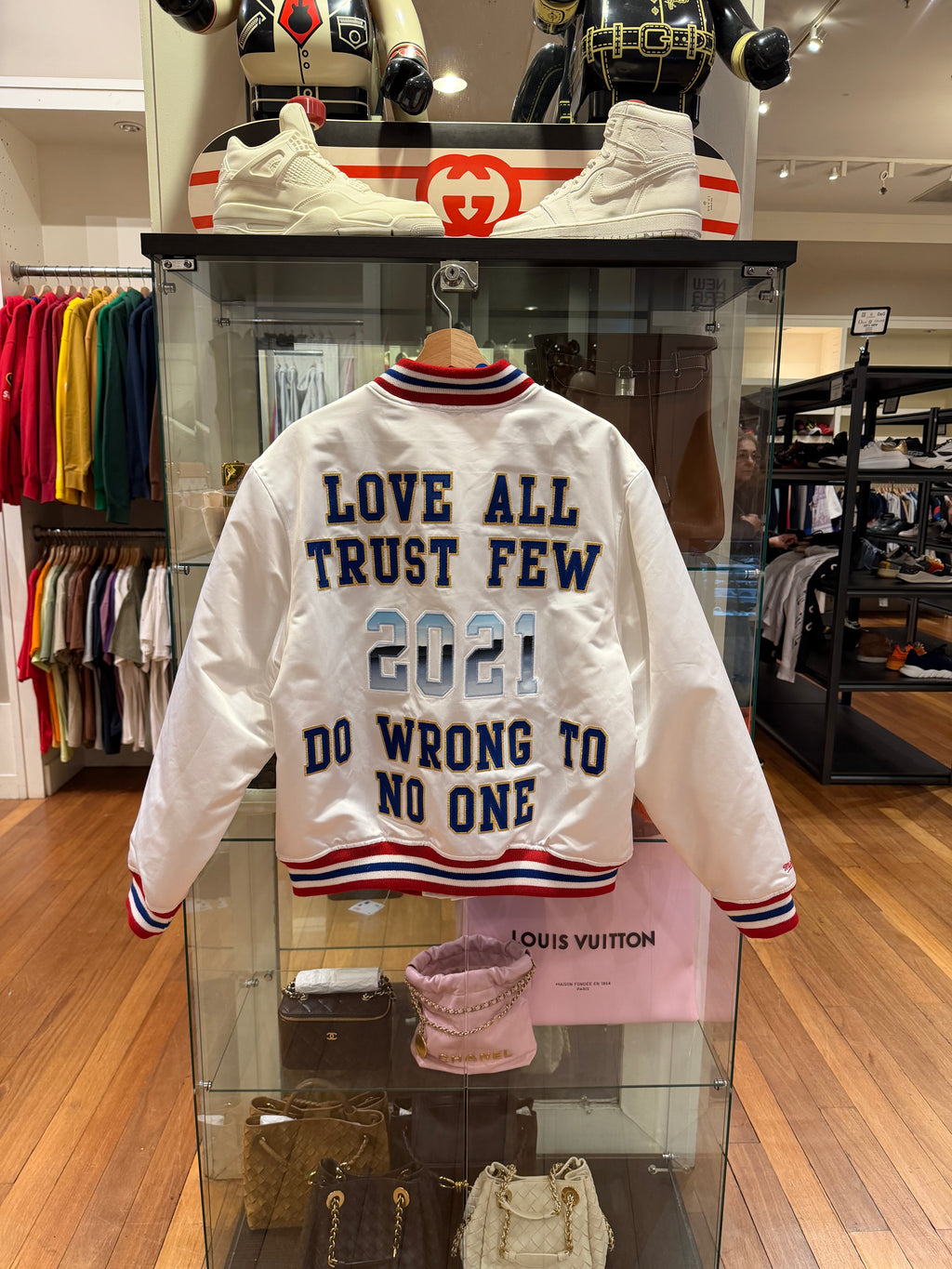 Supreme x Mitchell & Ness Satin Varsity Jacket - White