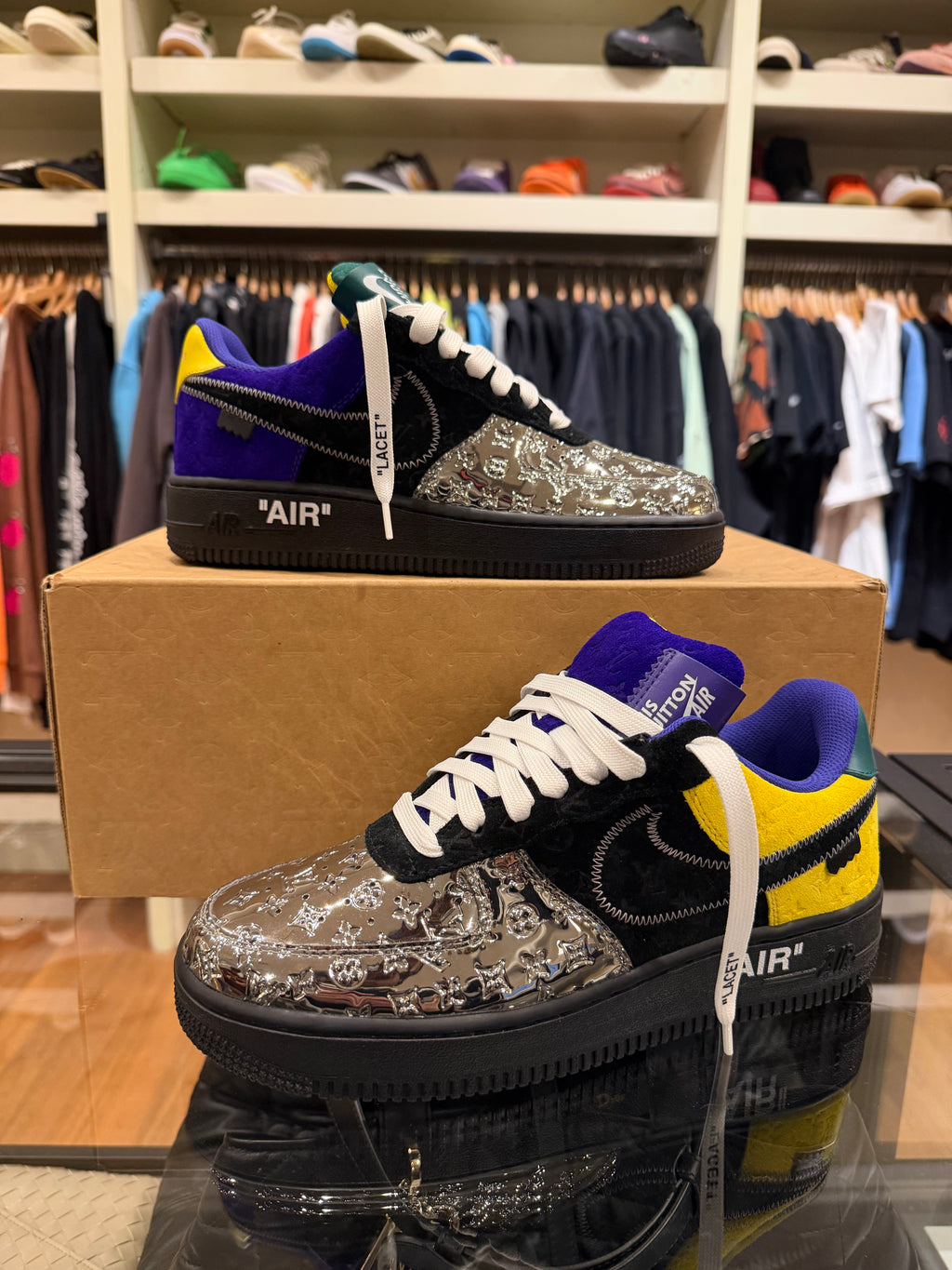 Louis Vuitton x Nike Air Force 1 Low “Purple Dusk / Metallic Silver / Patchwork
