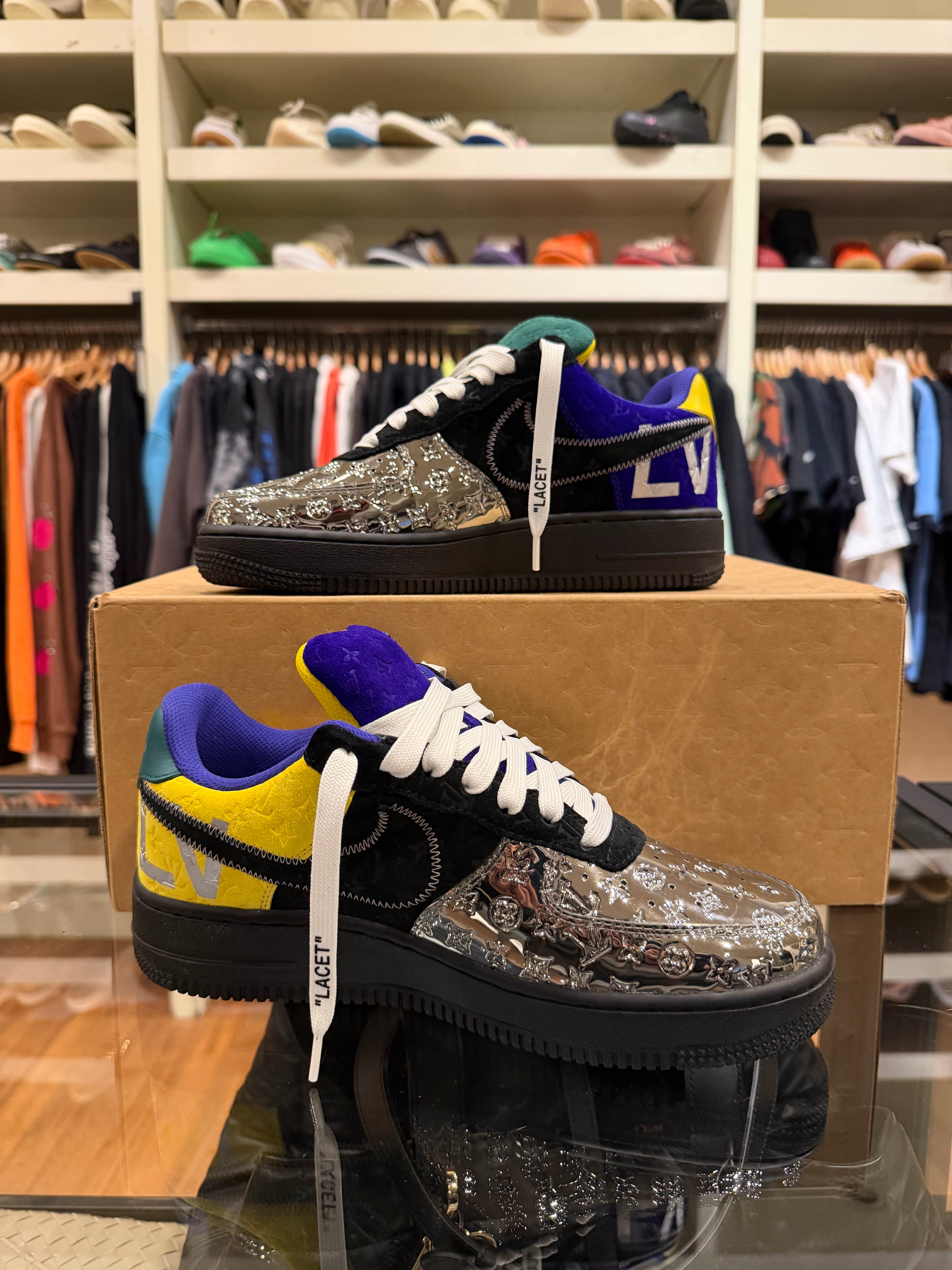 Louis Vuitton x Nike Air Force 1 Low “Purple Dusk / Metallic Silver / Patchwork