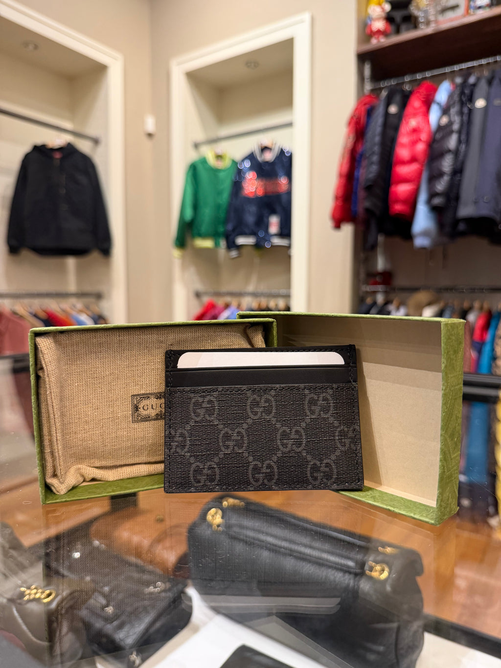 Gucci Cardcase GG Supreme Kingsnake Print - Black/Grey
