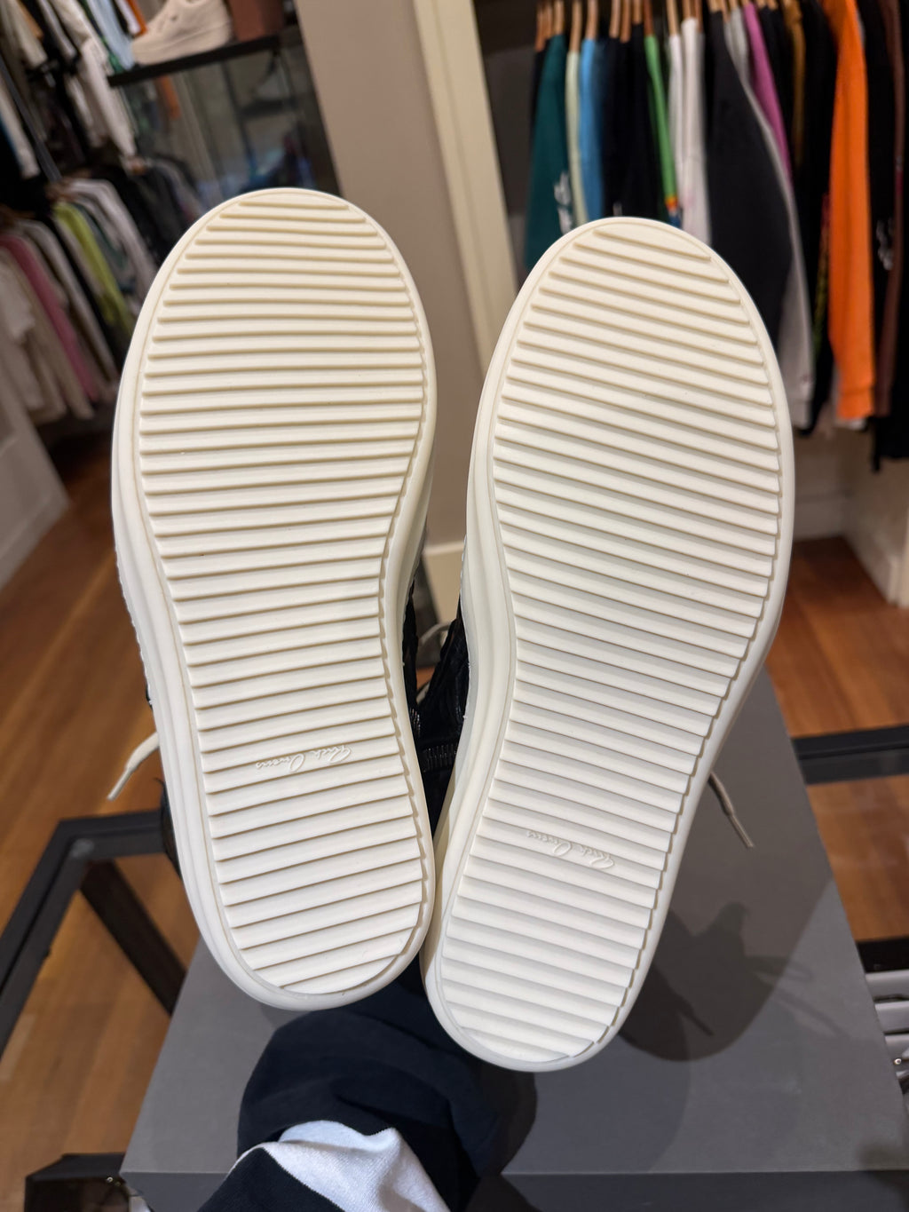 Rick Owens Pirarucu Skin GeoBasket Sneakers - Black/Milk