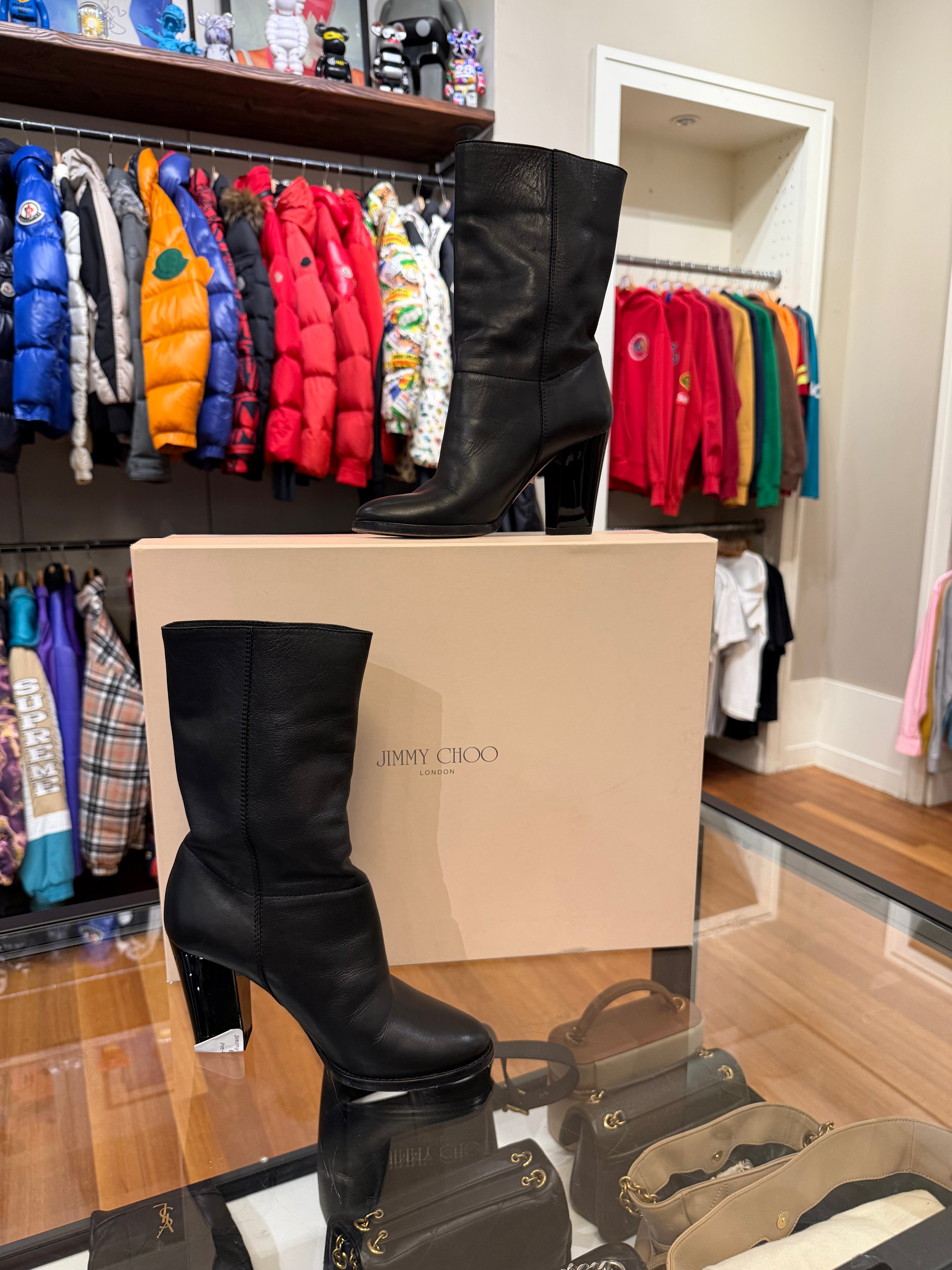 Jimmy Choo Heeled Boot-Black Leather