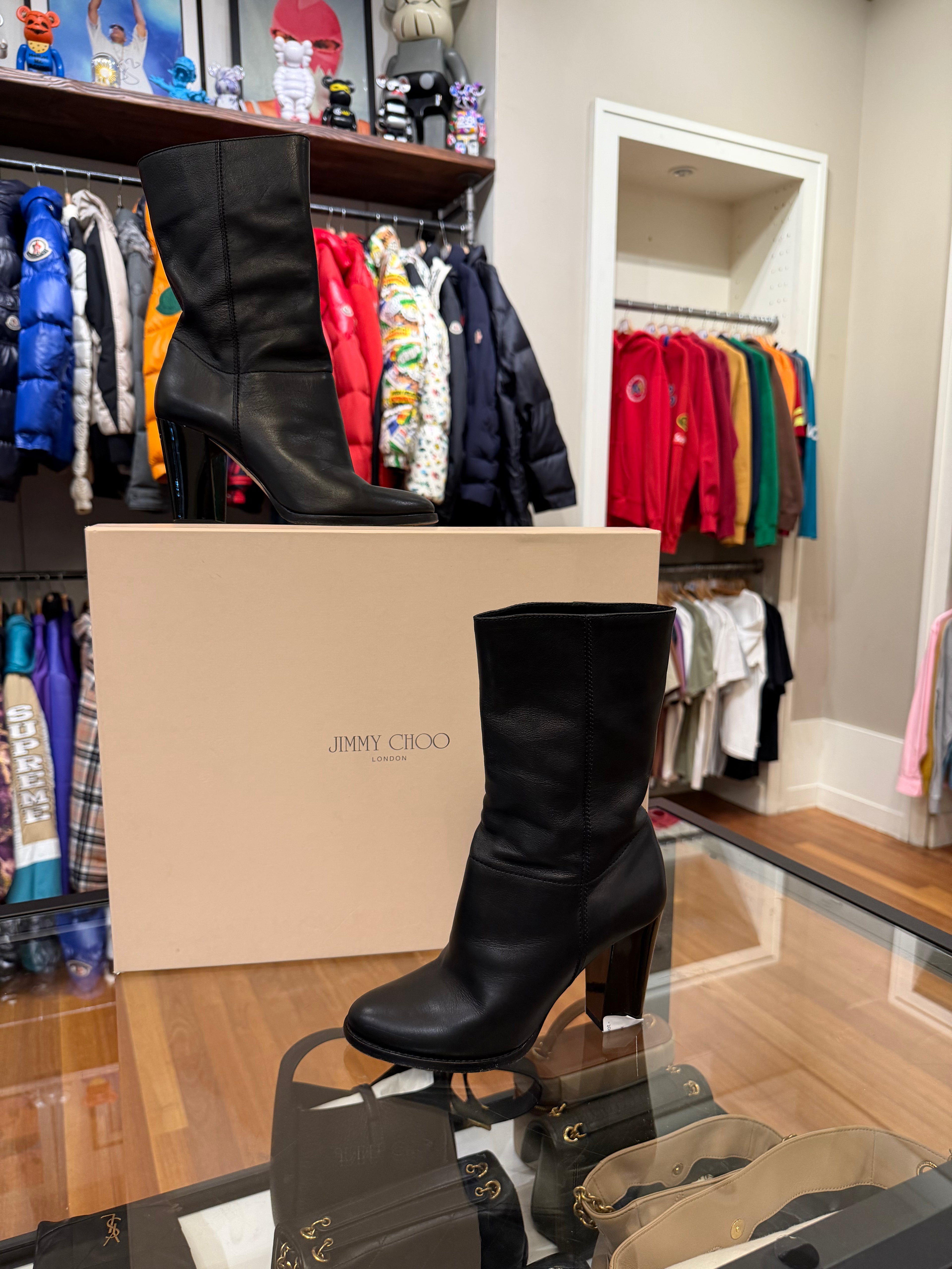 Jimmy Choo Heeled Boot-Black Leather