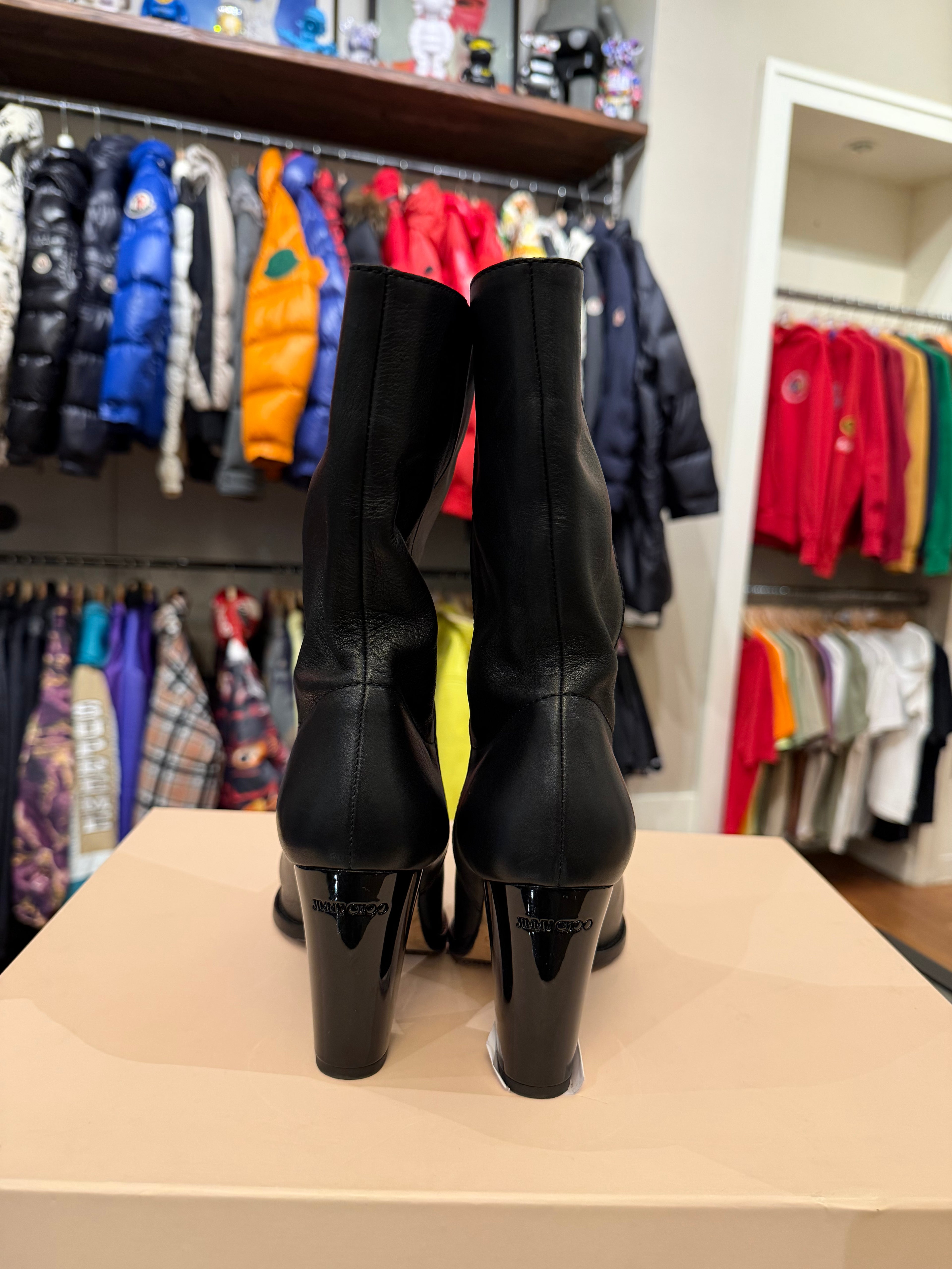 Jimmy Choo Heeled Boot-Black Leather