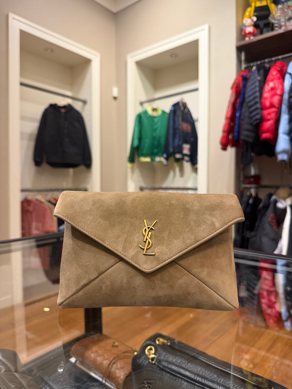 Saint Laurent Cassandre Small Chain Pouch - Light Cumin