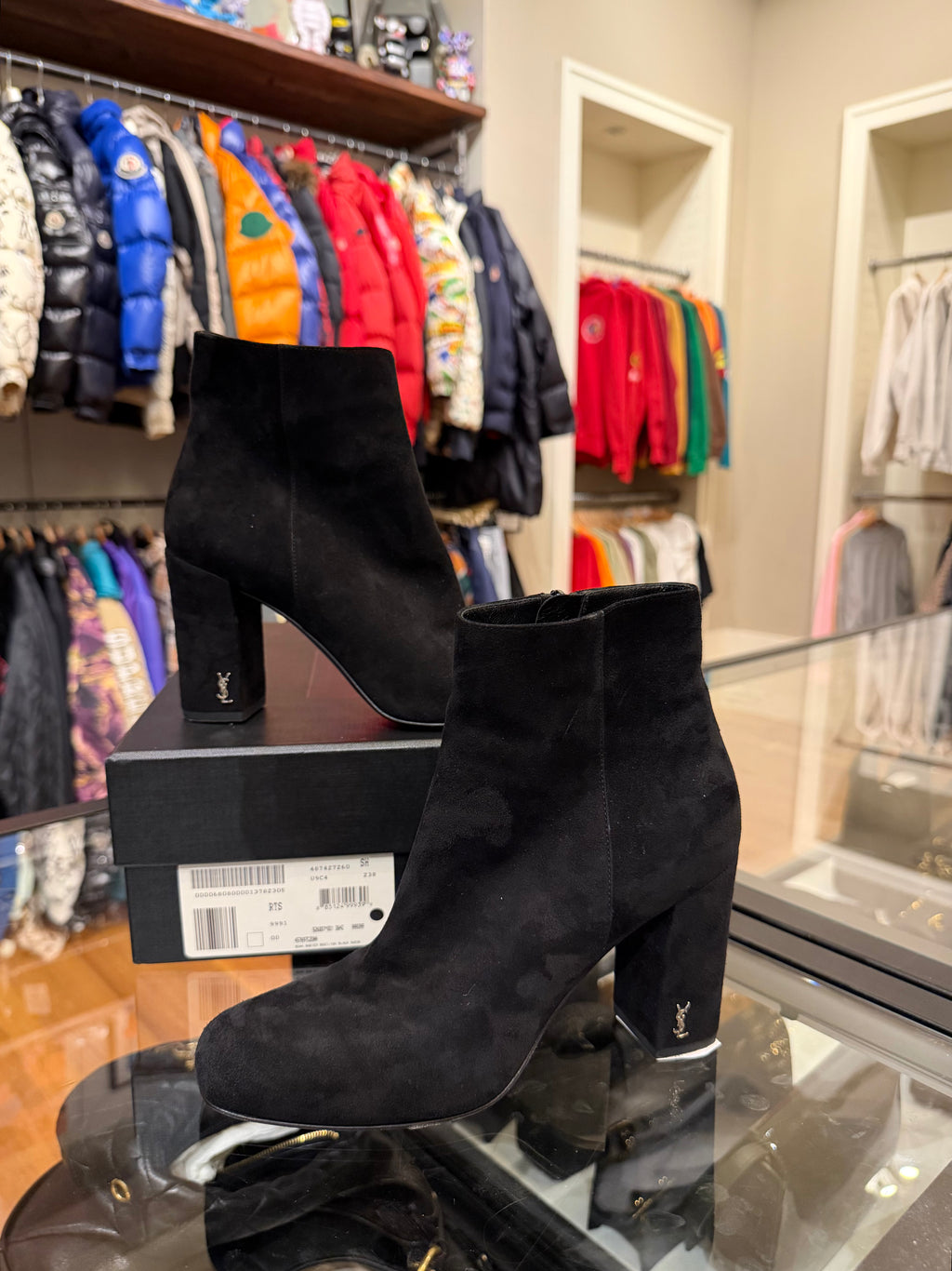 Saint Laurent LouLou Suede Ankle Boots - Black