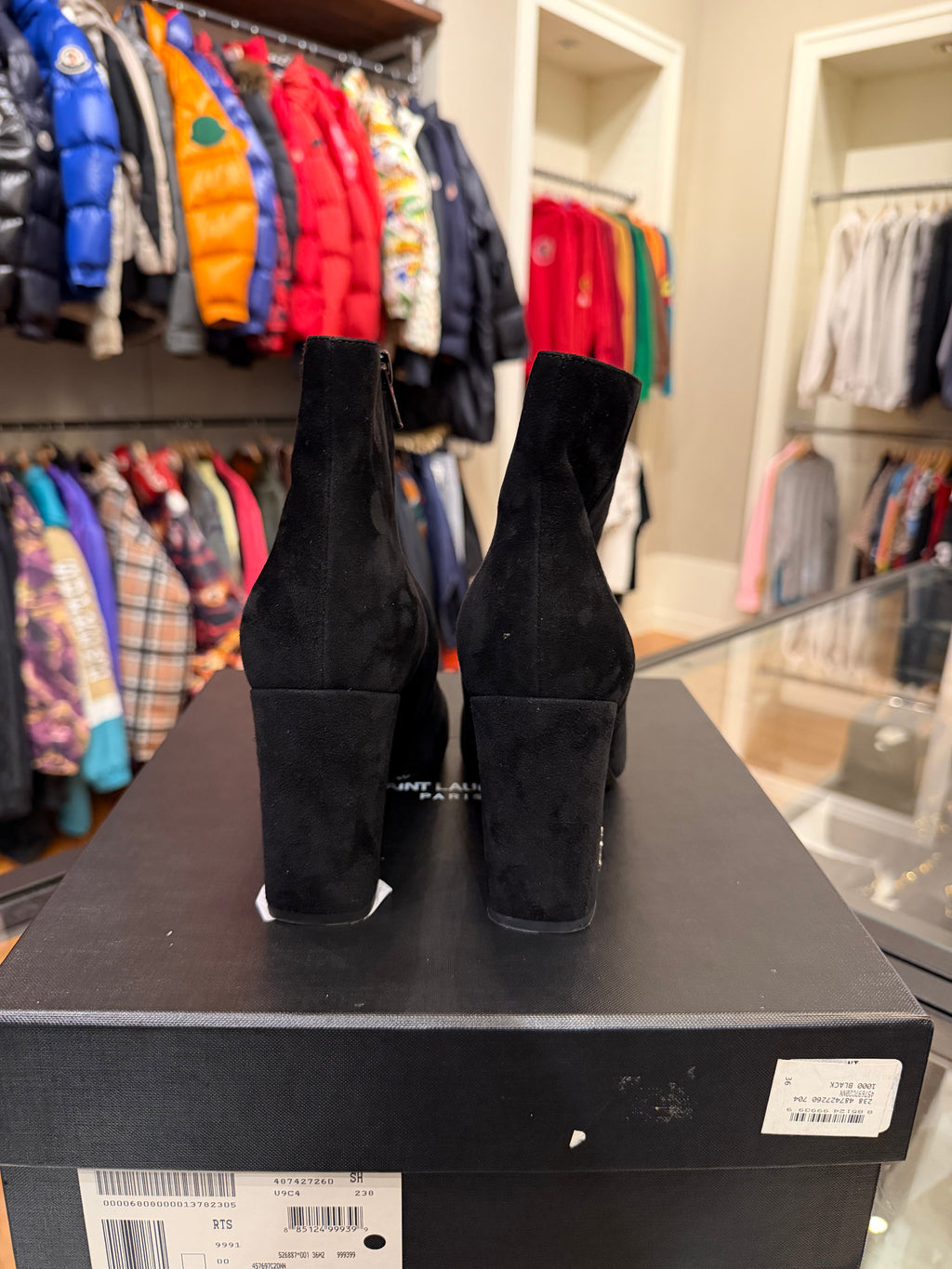 Saint Laurent LouLou Suede Ankle Boots - Black