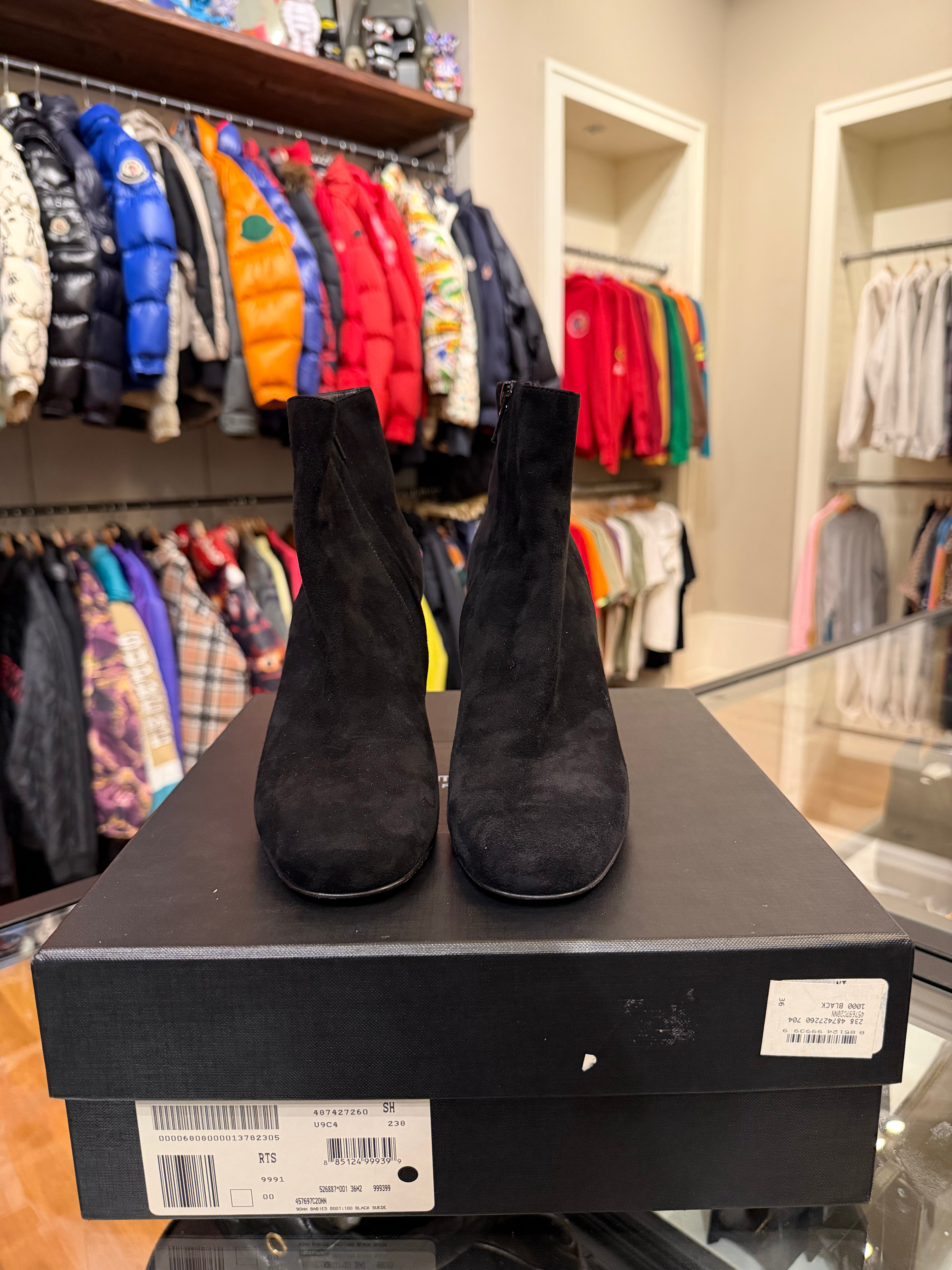 Saint Laurent LouLou Suede Ankle Boots - Black