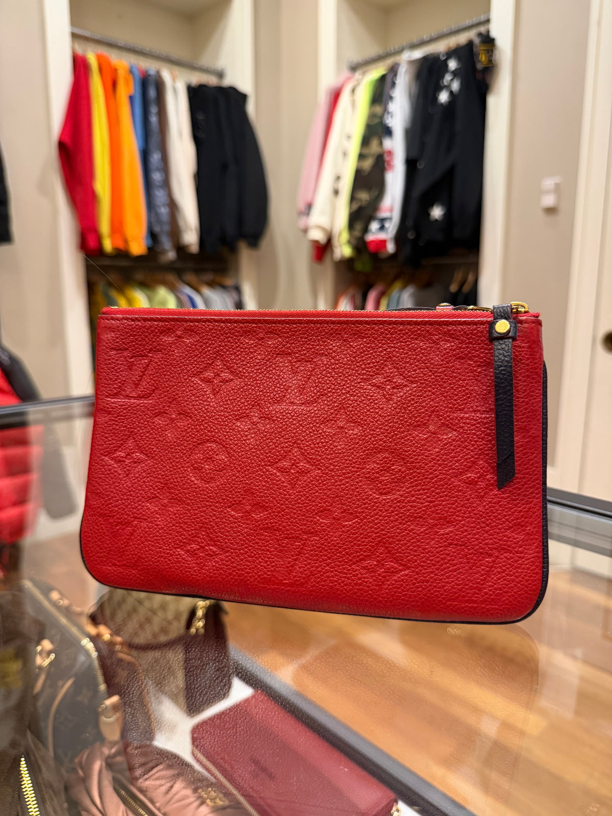 Louis Vuitton Empreinte Double Zip Wallet on Chain - Navy/Red