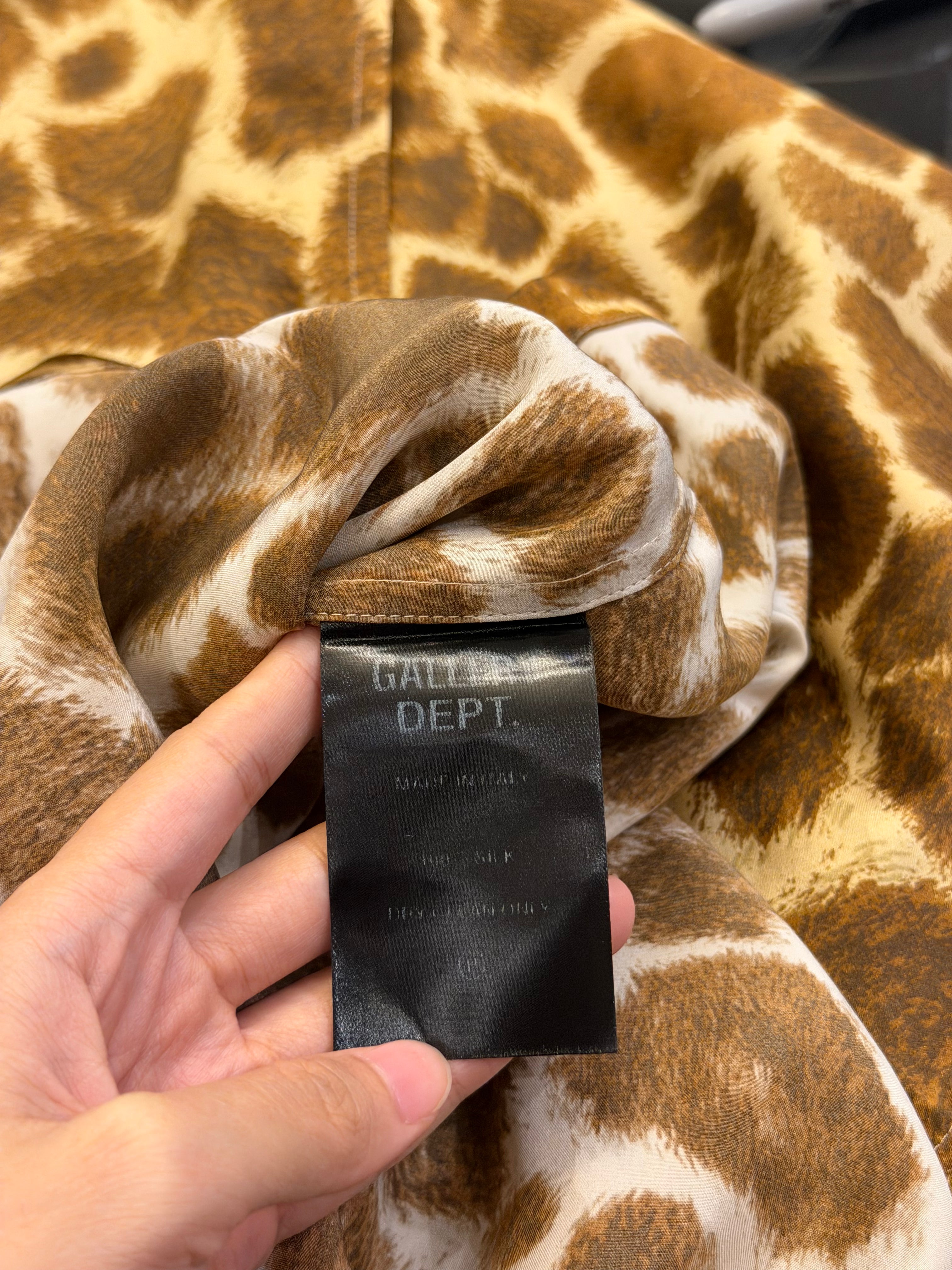 Gallery Dept. Giraffe Print Silk Button Down Shirt