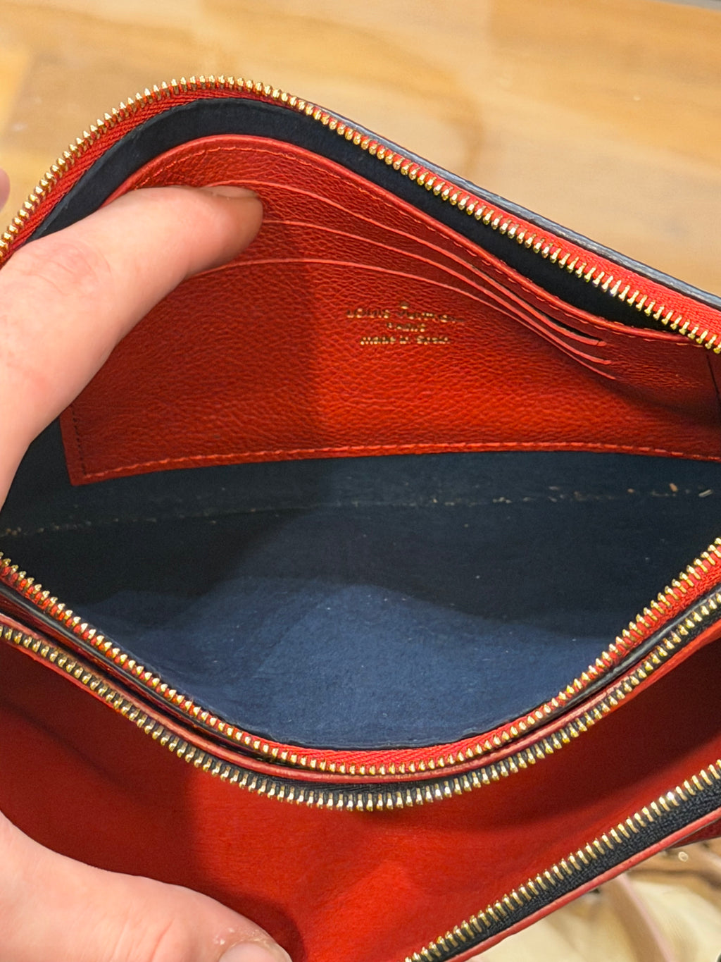 Louis Vuitton Empreinte Double Zip Wallet on Chain - Navy/Red