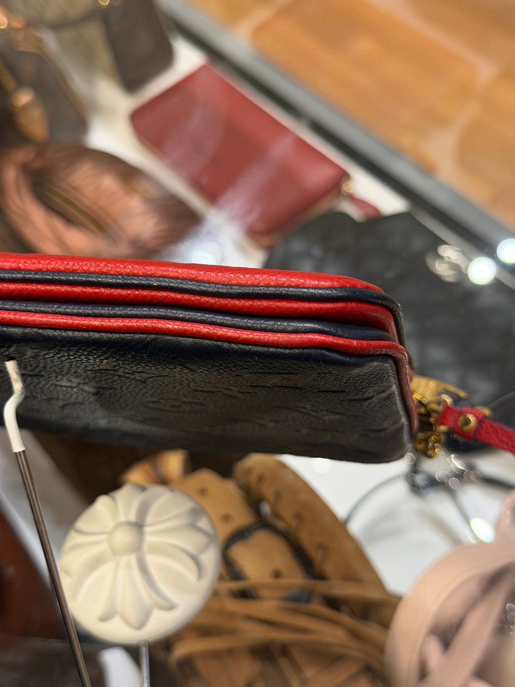 Louis Vuitton Empreinte Double Zip Wallet on Chain - Navy/Red