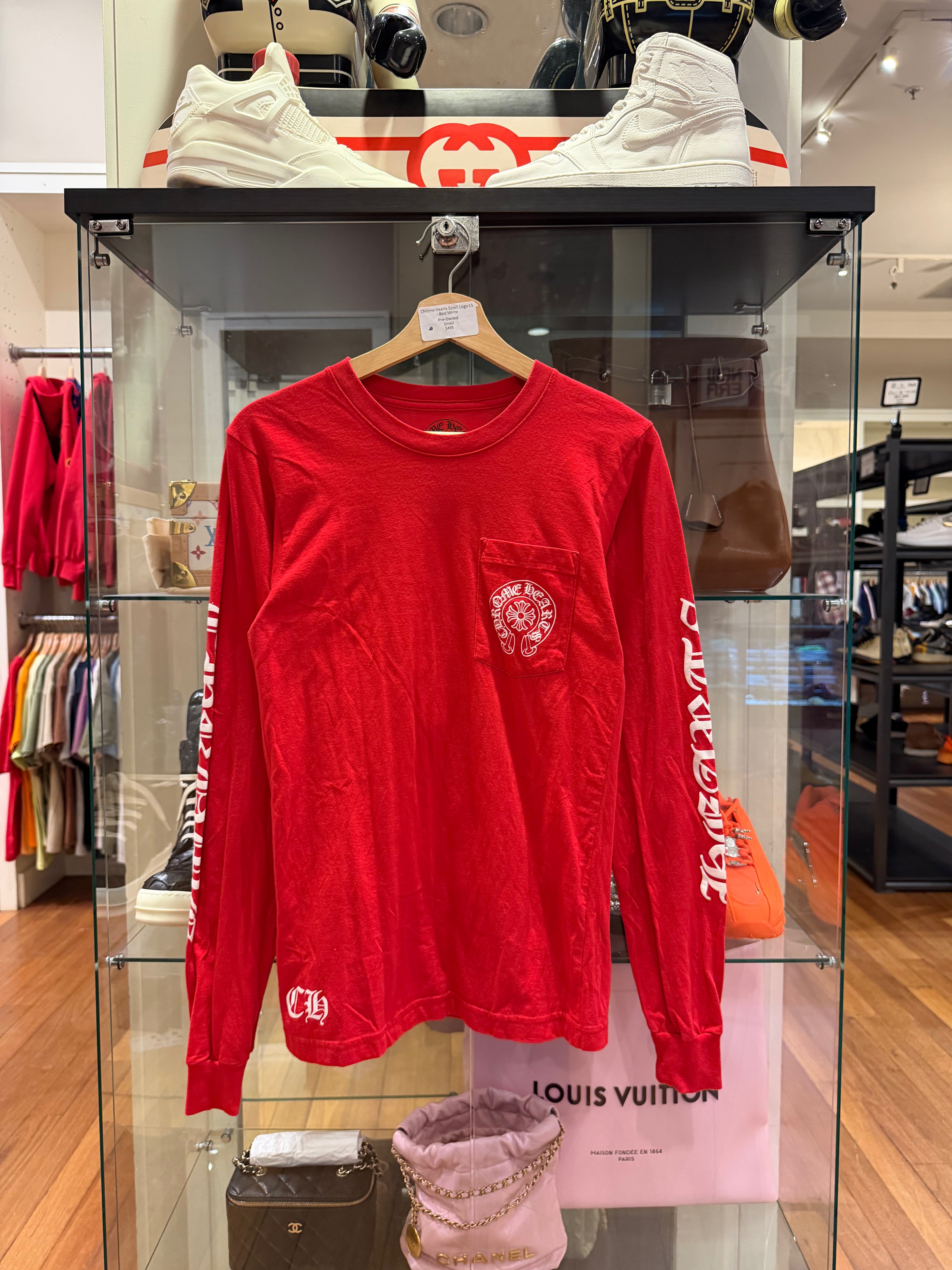 Chrome Hearts Scroll Logo LS- Red/White