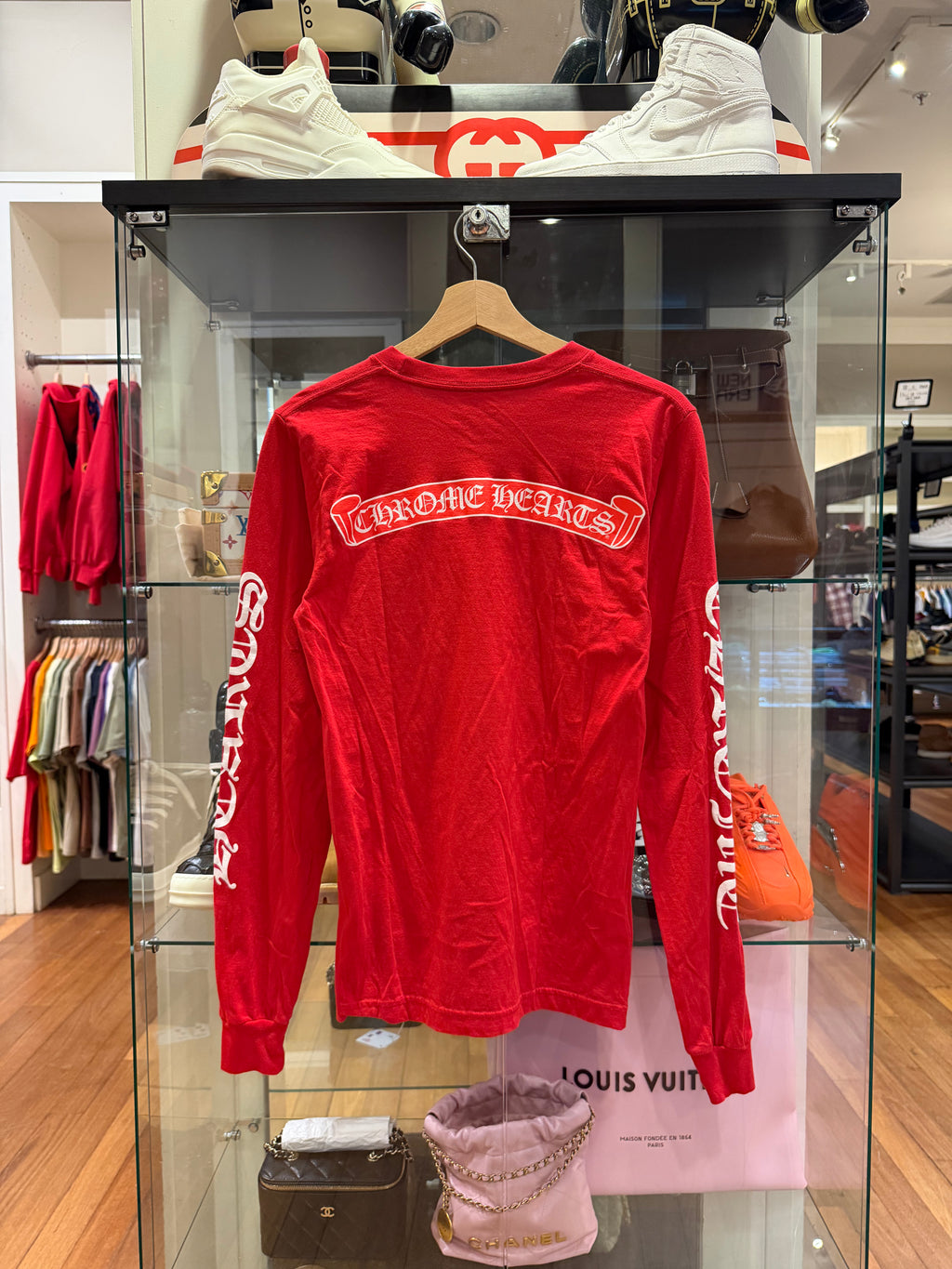 Chrome Hearts Scroll Logo LS- Red/White