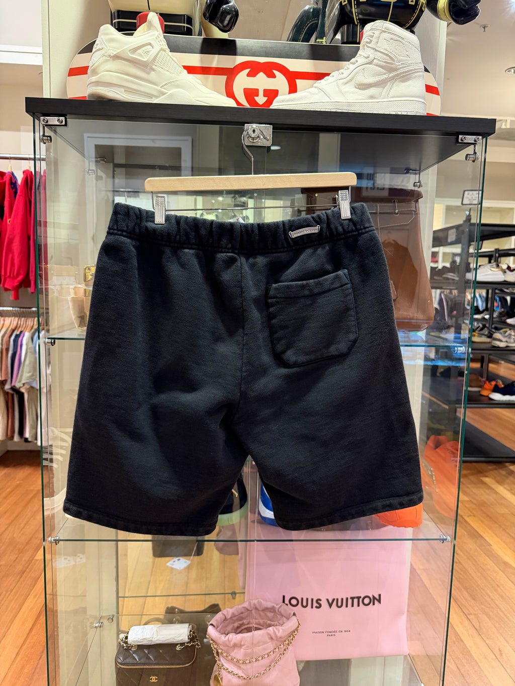 Chrome Hearts Embroidered Triple Cross Hollywood Logo Cotton Shorts - Black