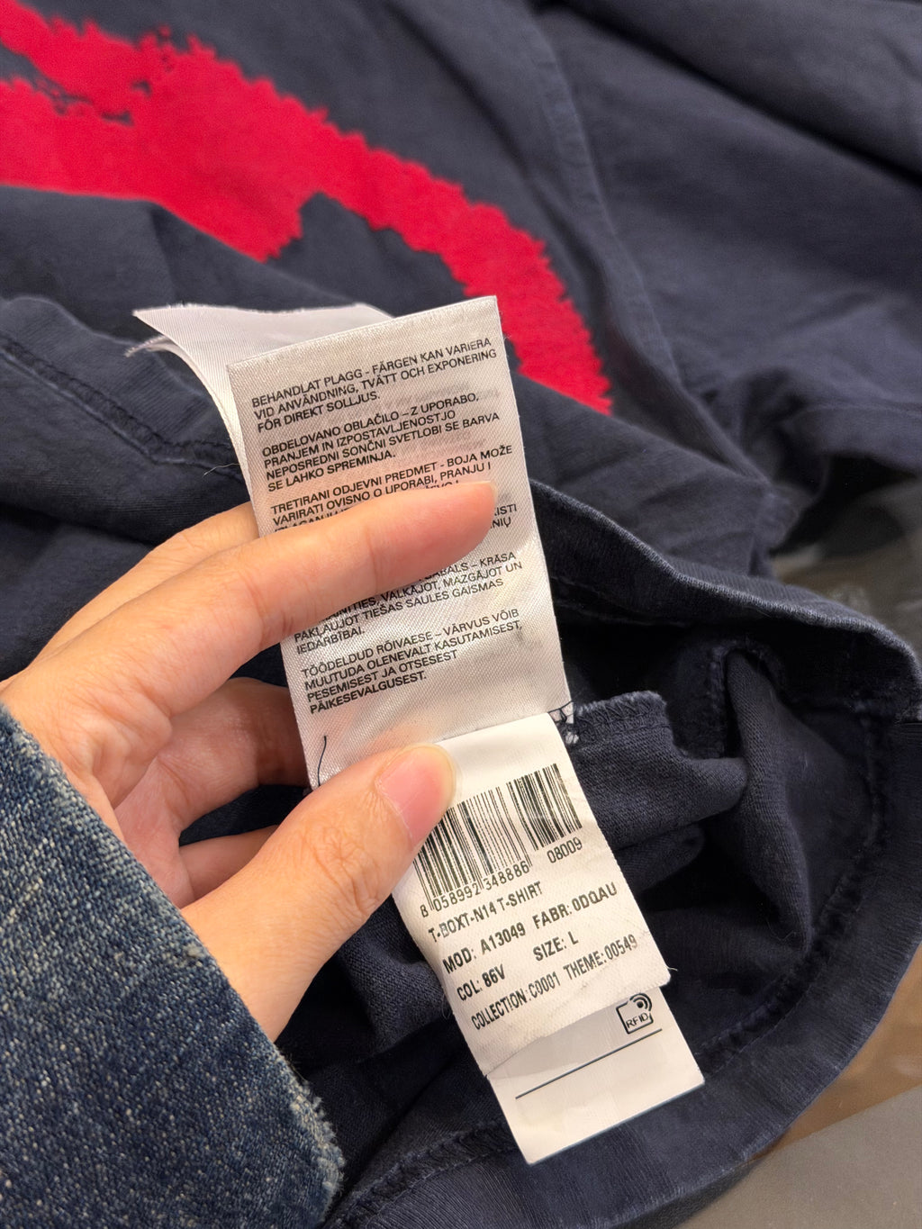Diesel Spray Paint Graphic Tee - Charcoal/Red