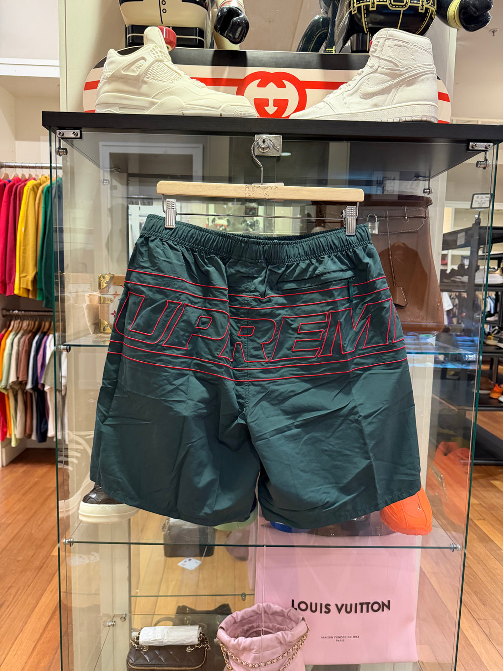 Supreme Big Logo Nylon Shorts - Dark Green