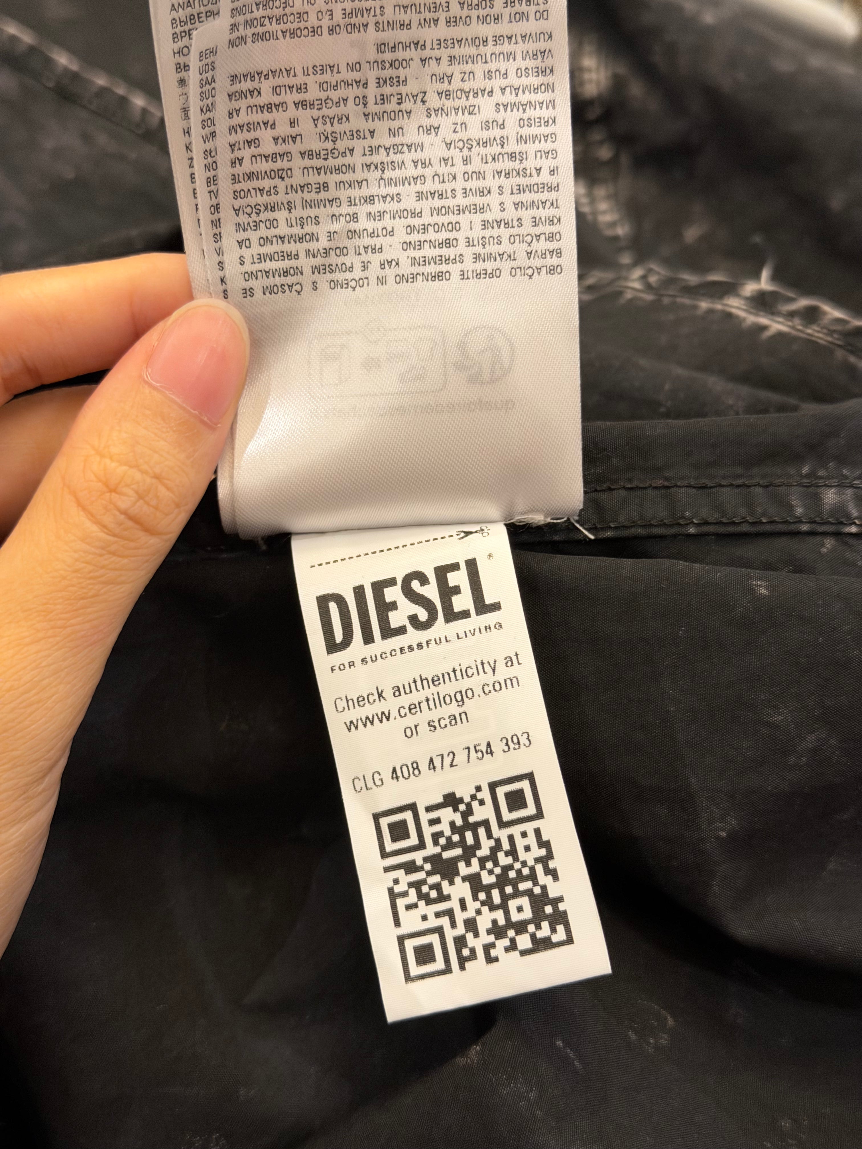 Diesel Layered Bleach Wash Button Up Shirt - Charcoal