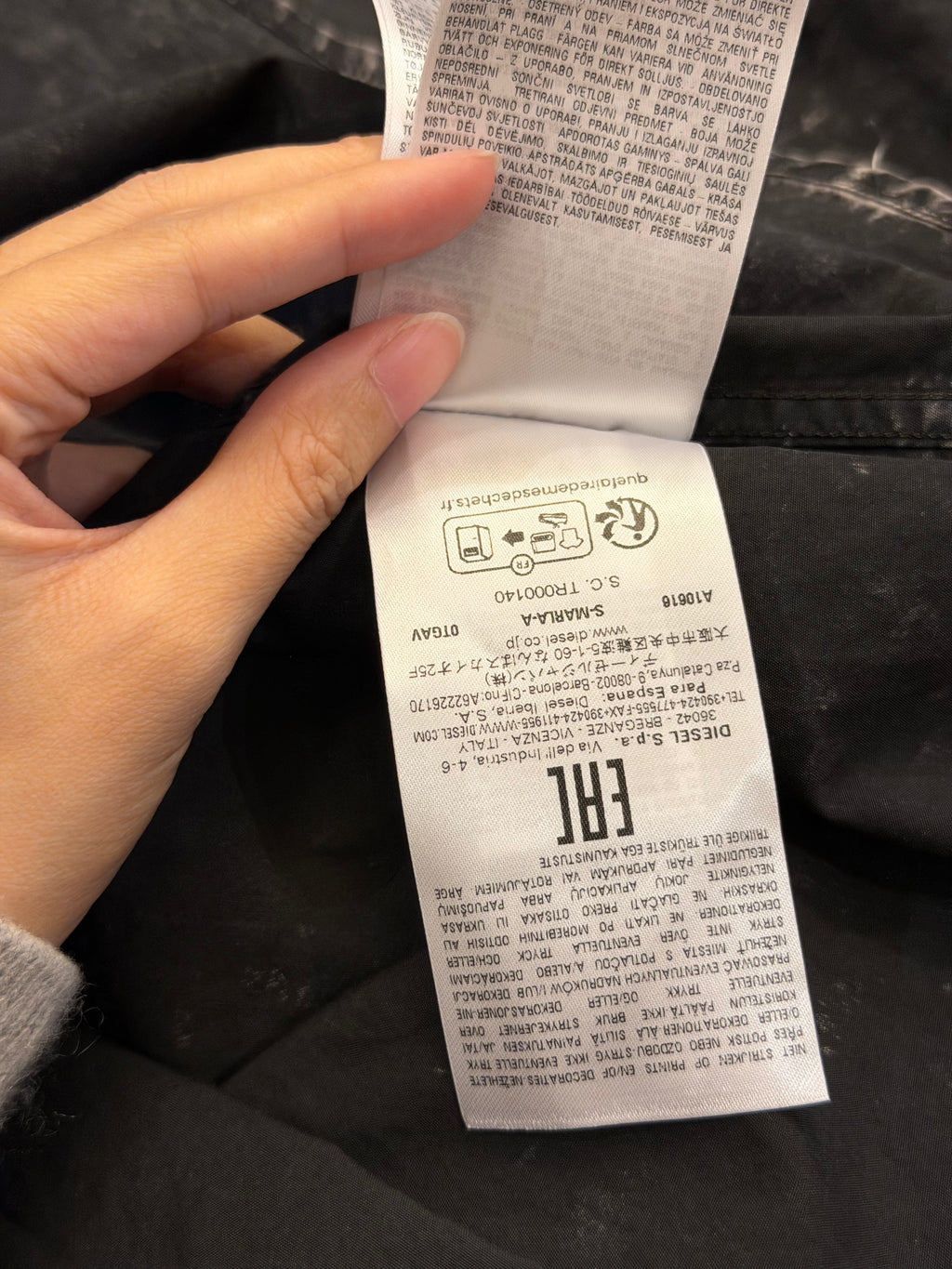 Diesel Layered Bleach Wash Button Up Shirt - Charcoal