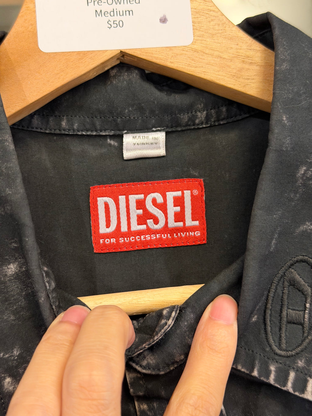 Diesel Bleach Wash Button Up Shirt - Charcoal