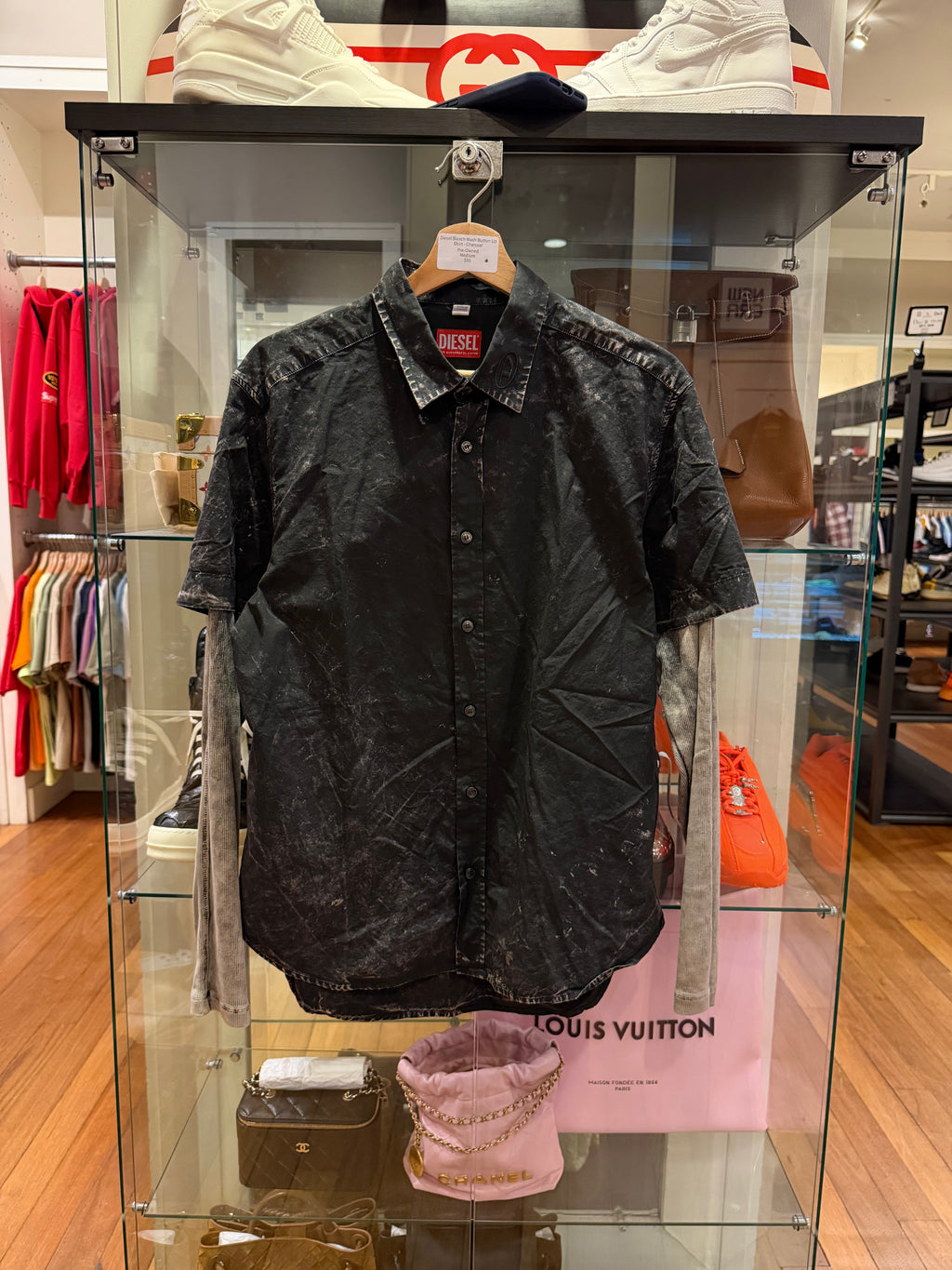 Diesel Bleach Wash Button Up Shirt - Charcoal