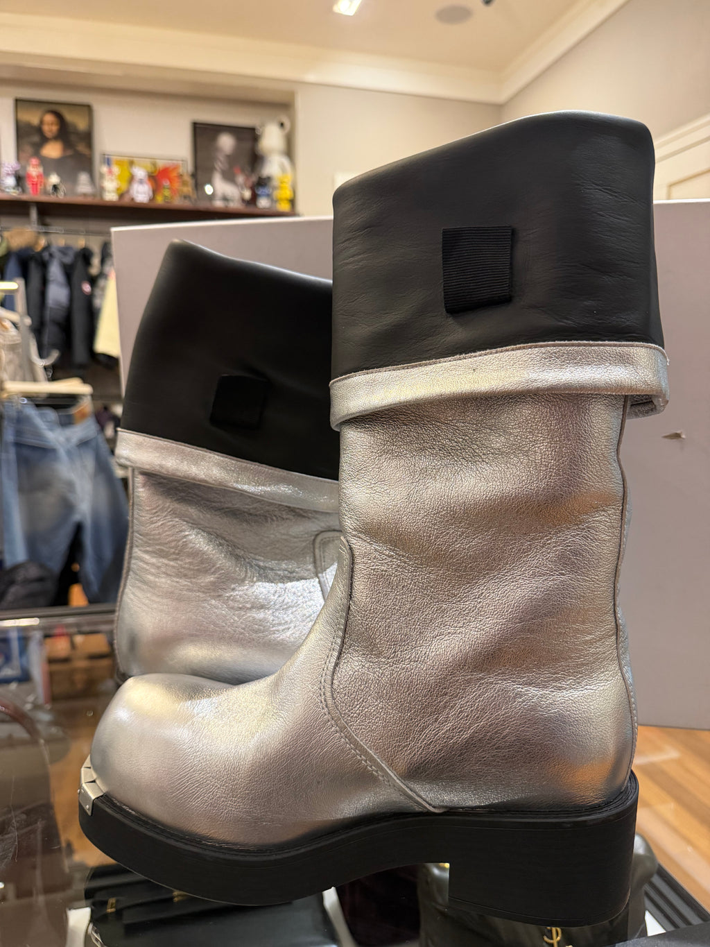 Maison Margiela MM6 Metallic Knee-High Boots - Silver