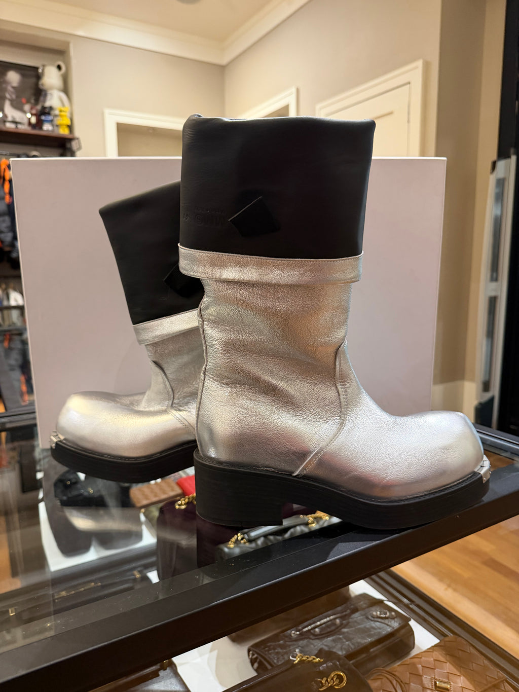 Maison Margiela MM6 Metallic Knee-High Boots - Silver