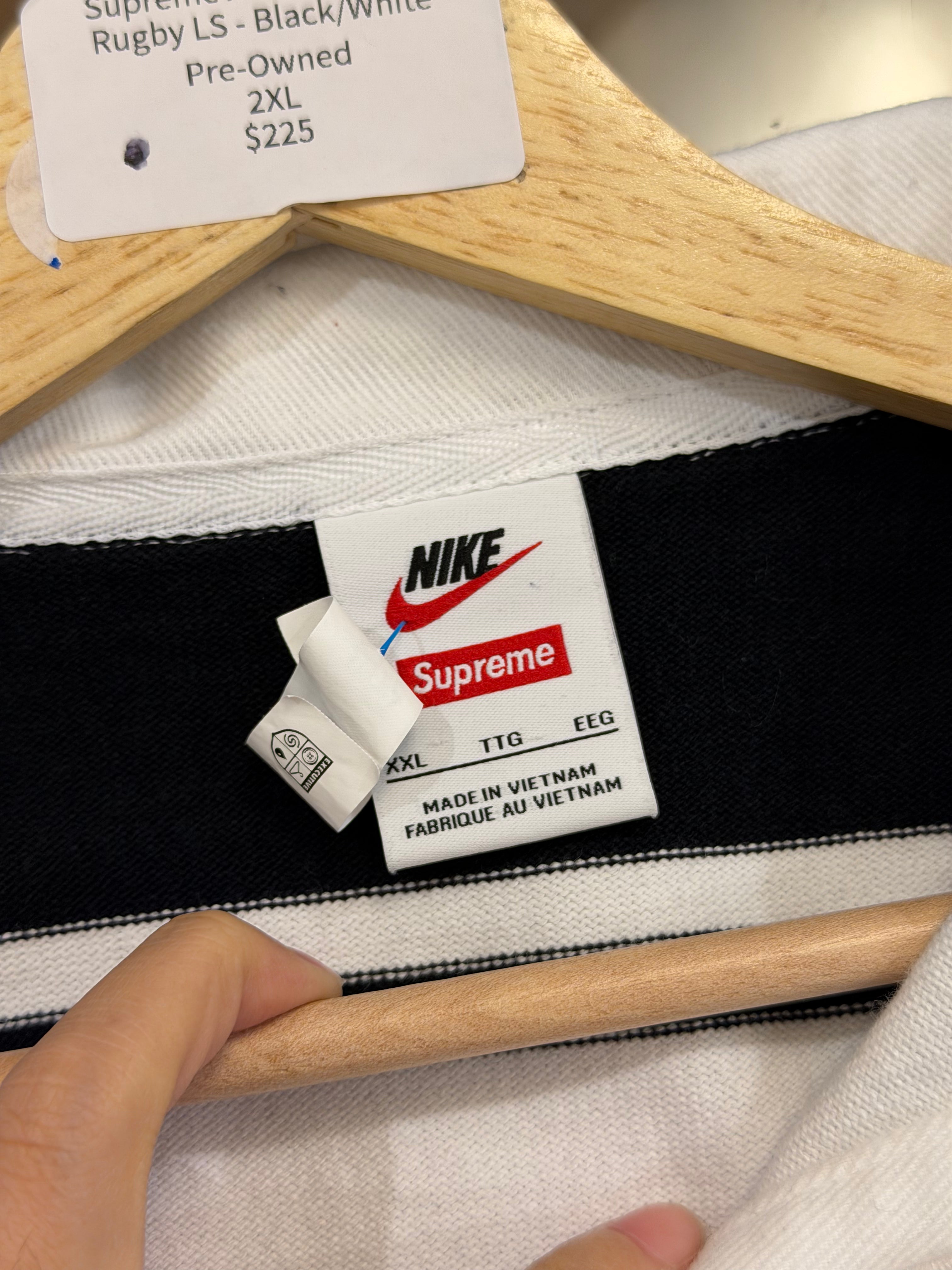 Supreme x Nike Striped Rugby LS - Black/White