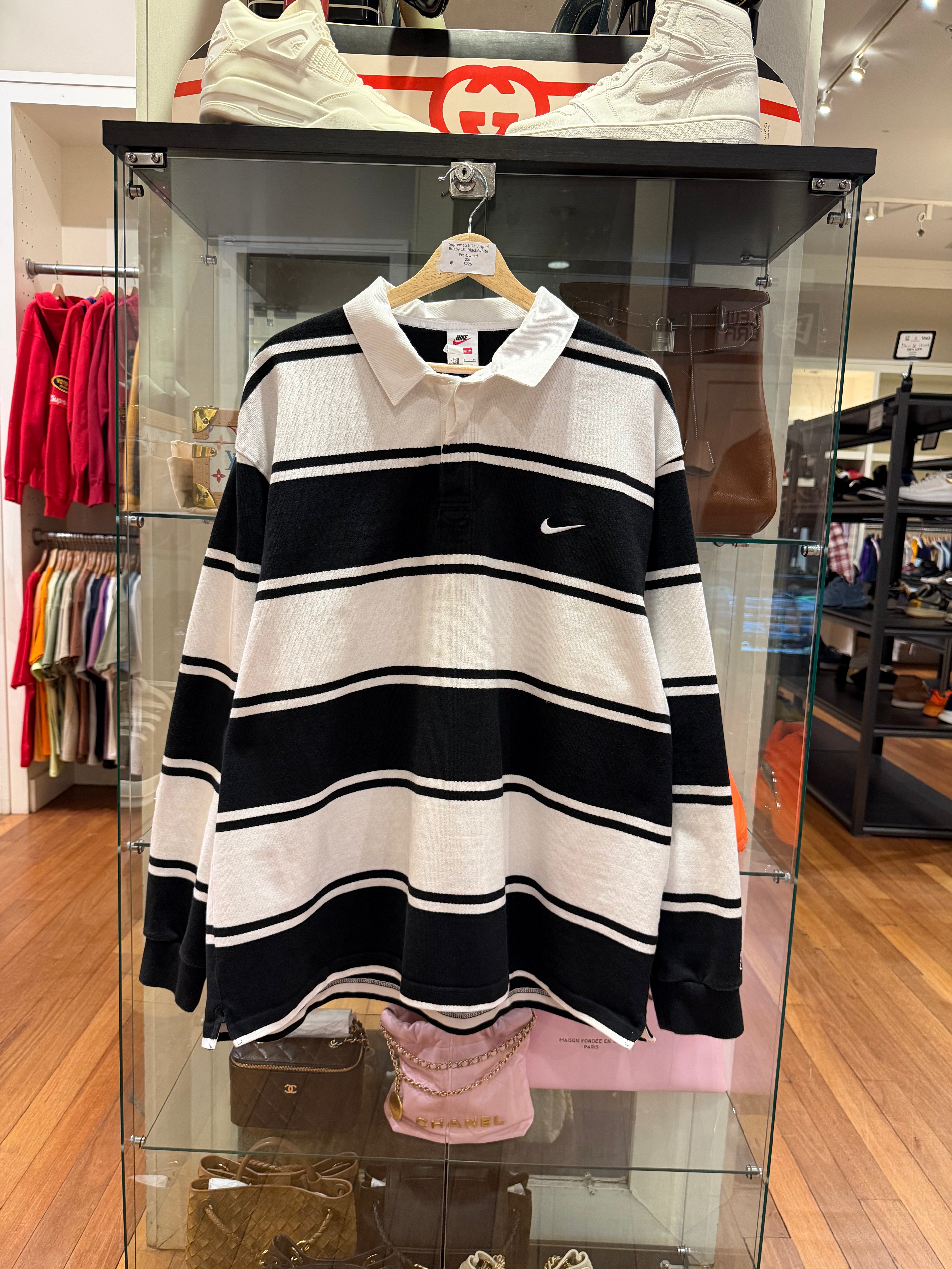 Supreme x Nike Striped Rugby LS - Black/White