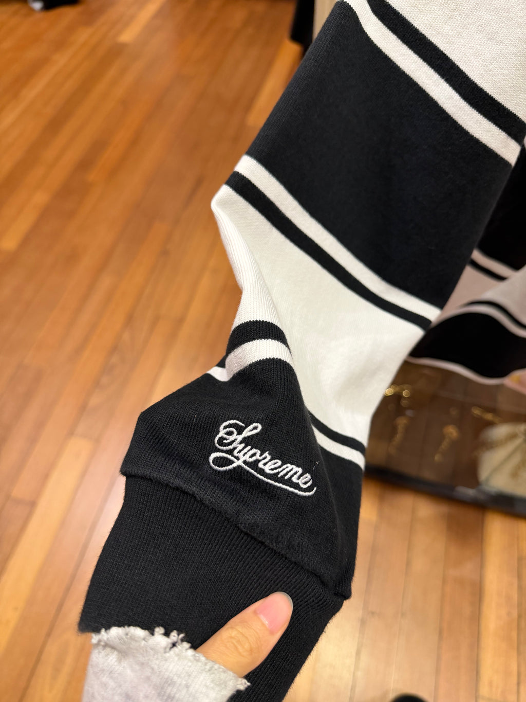 Supreme x Nike Striped Rugby LS - Black/White