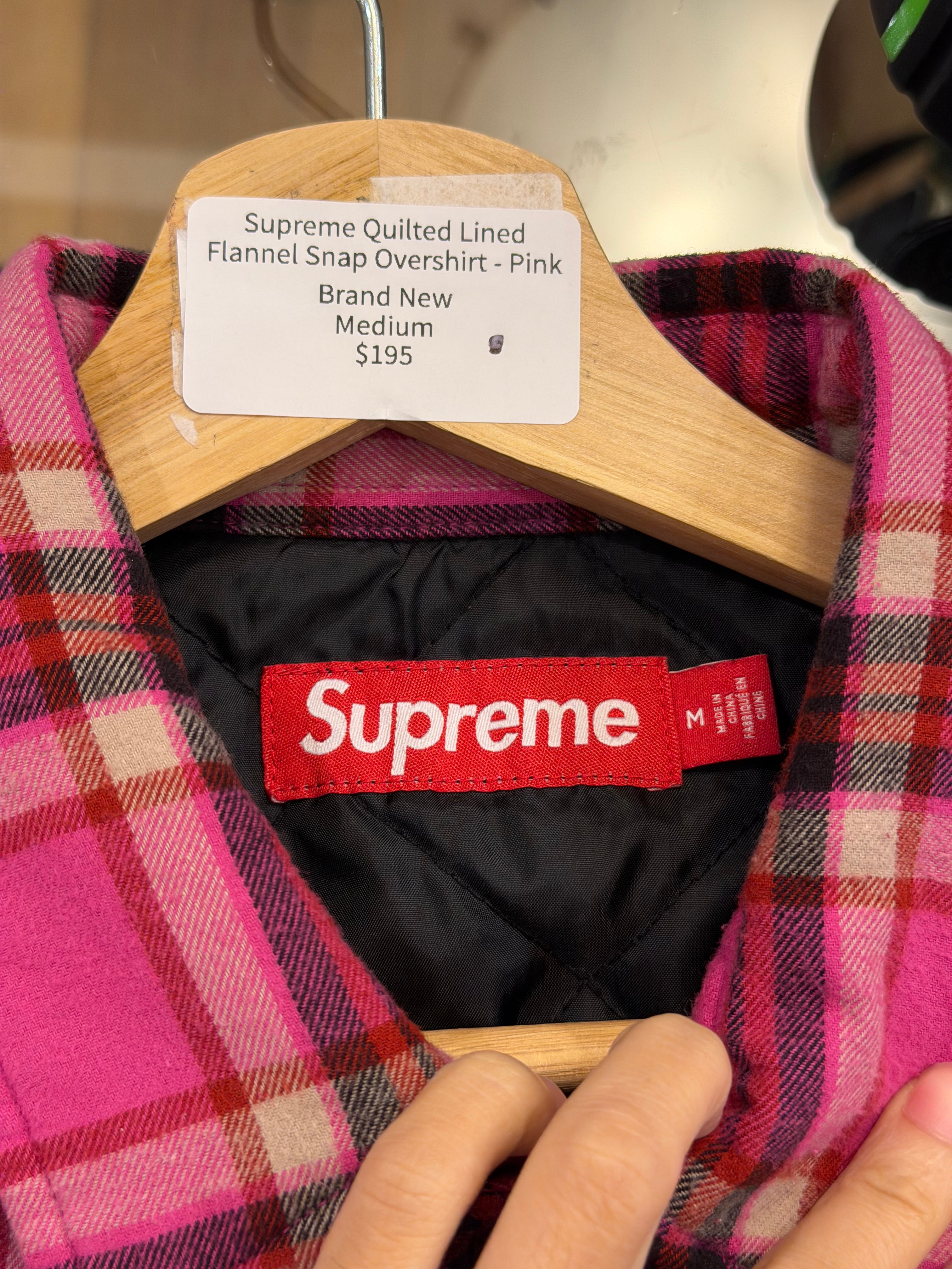 Supreme Quilted Lined Flannel Snap Overshirt - Pink