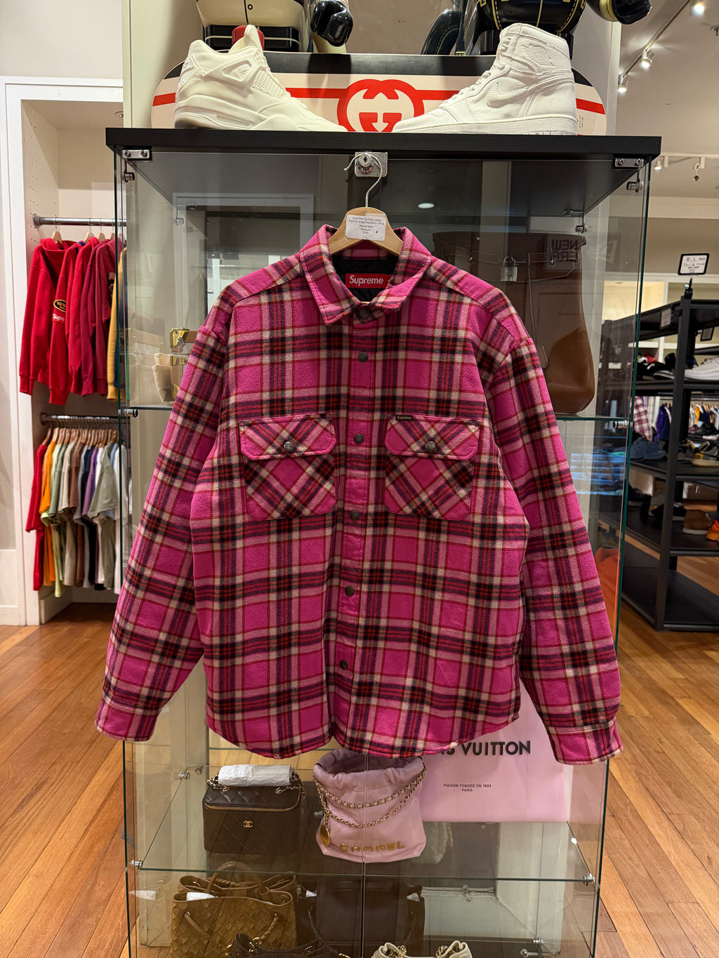 Supreme Quilted Lined Flannel Snap Overshirt - Pink