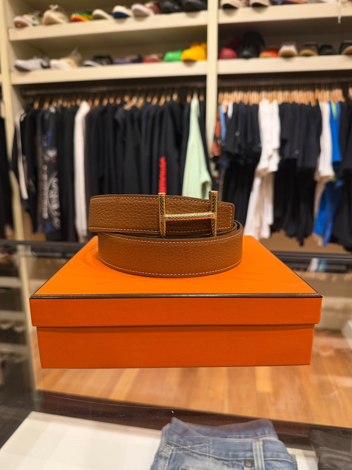 Hermes Calfskin Belt Hisseo Brass Belt