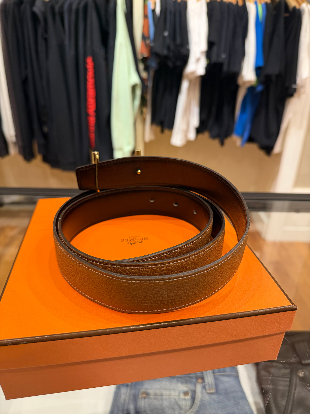 Hermes Calfskin Belt Hisseo Brass Belt