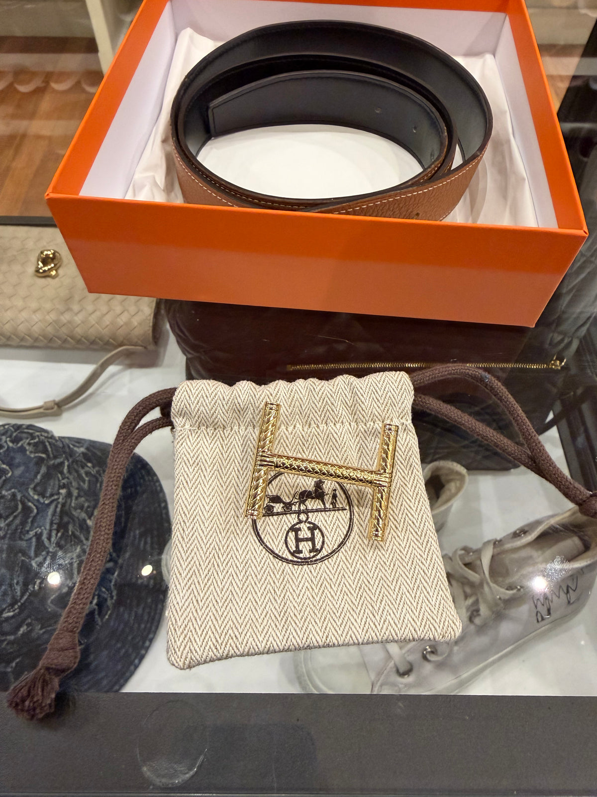 Hermes Calfskin Belt Hisseo Brass Belt