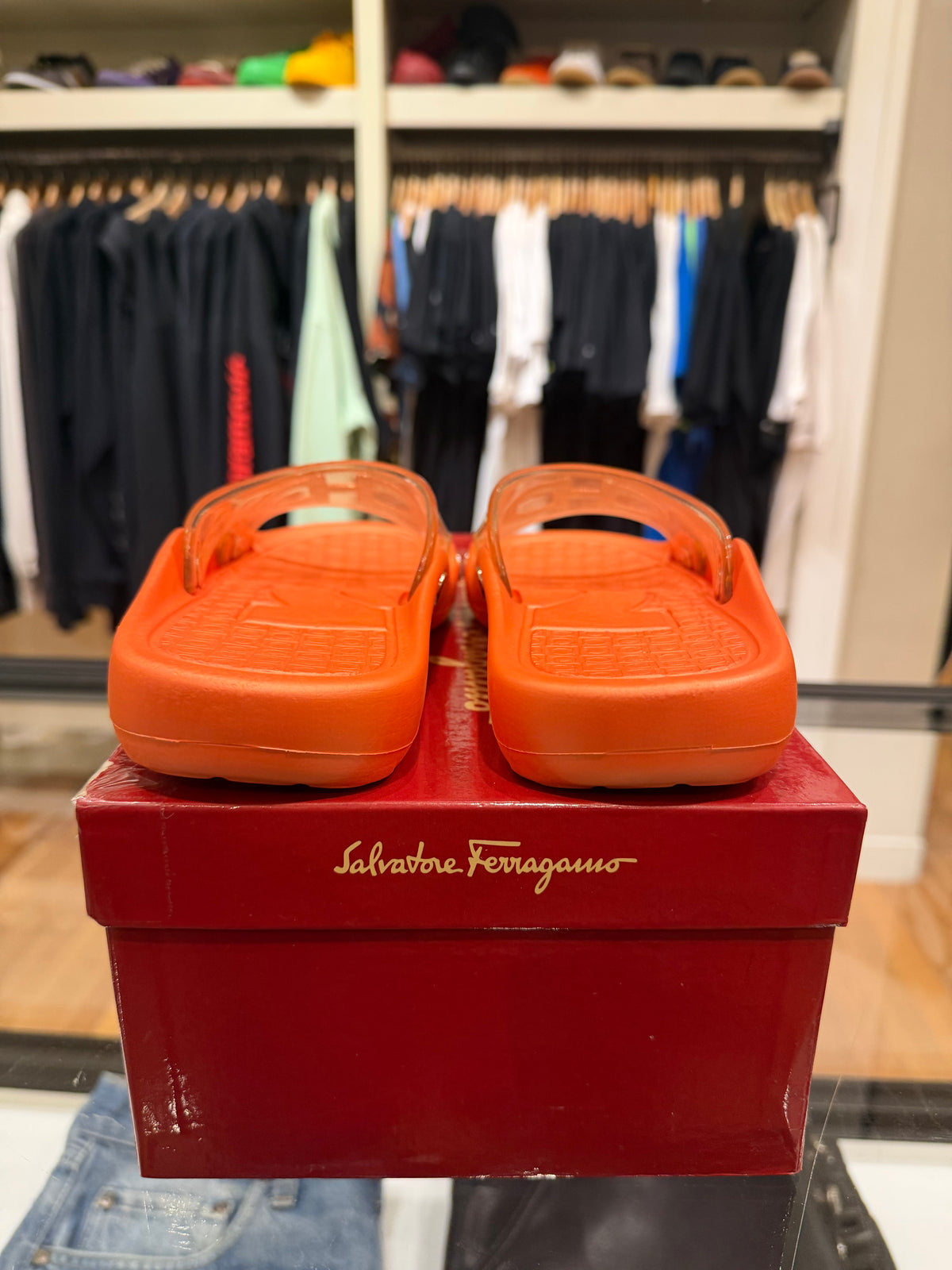 Salvatore Ferragamo Pool Slides Orange