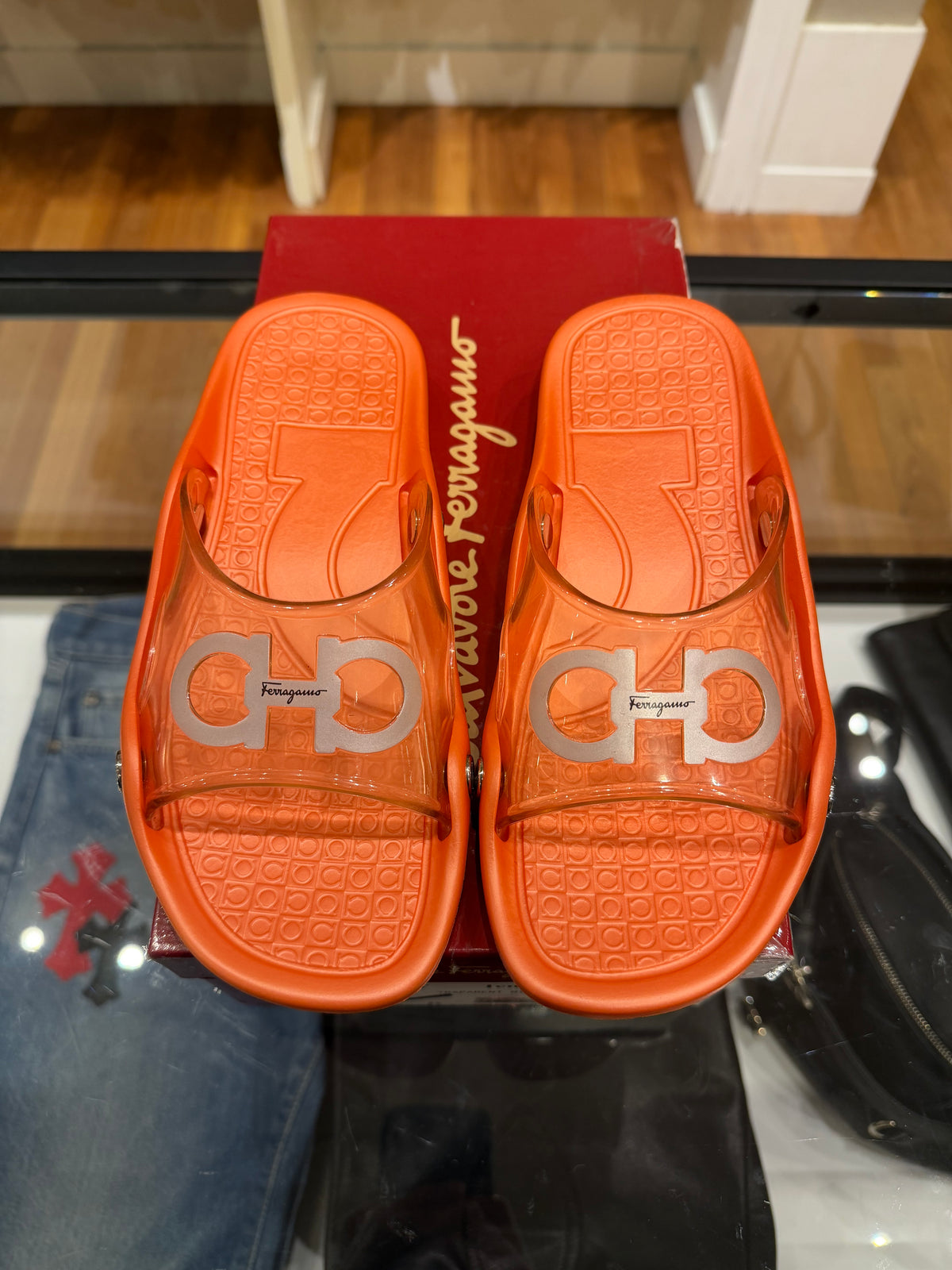 Salvatore Ferragamo Pool Slides Orange