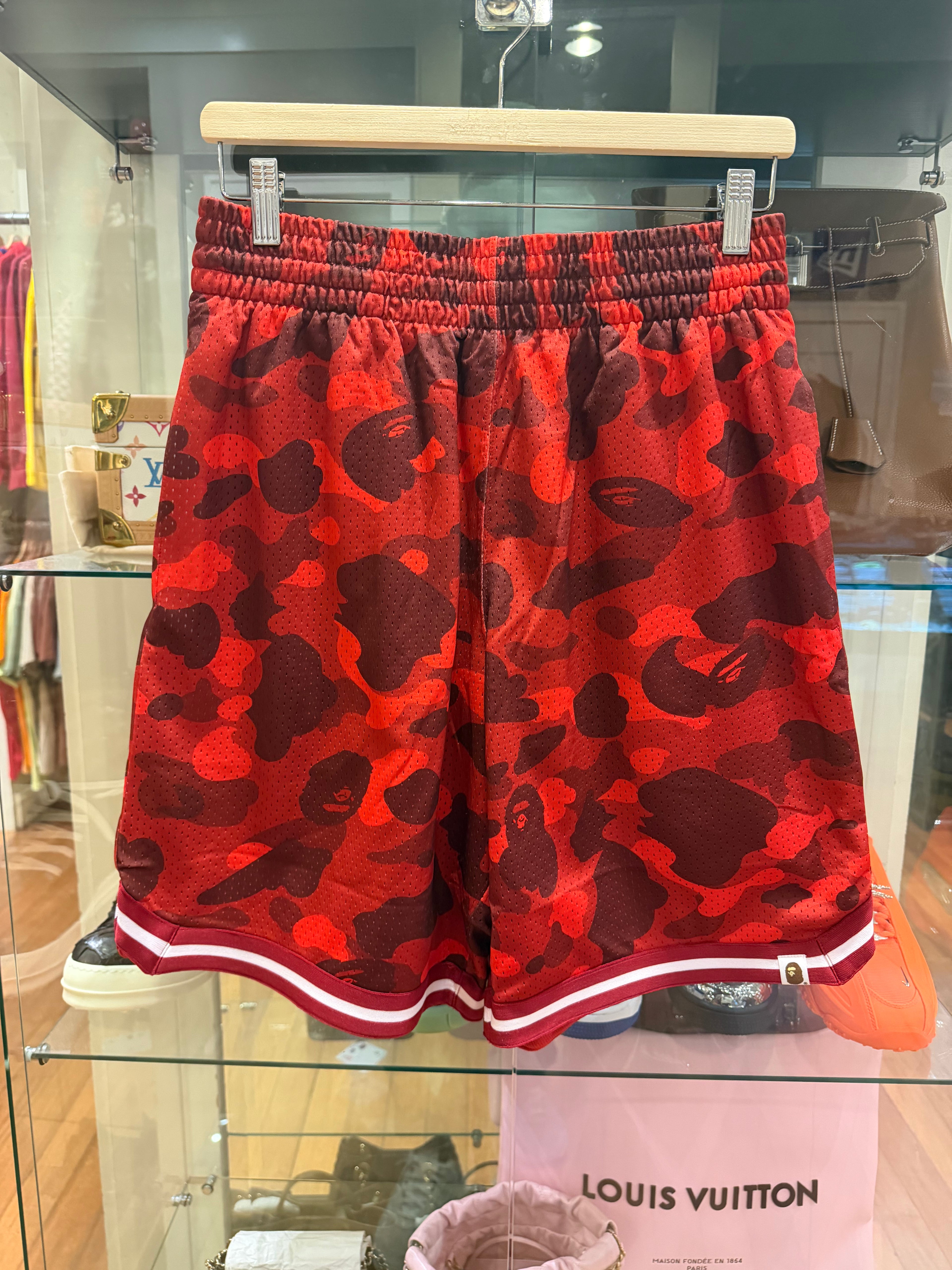 Bape Color Camo Wide Fit Basketball Shorts - Red