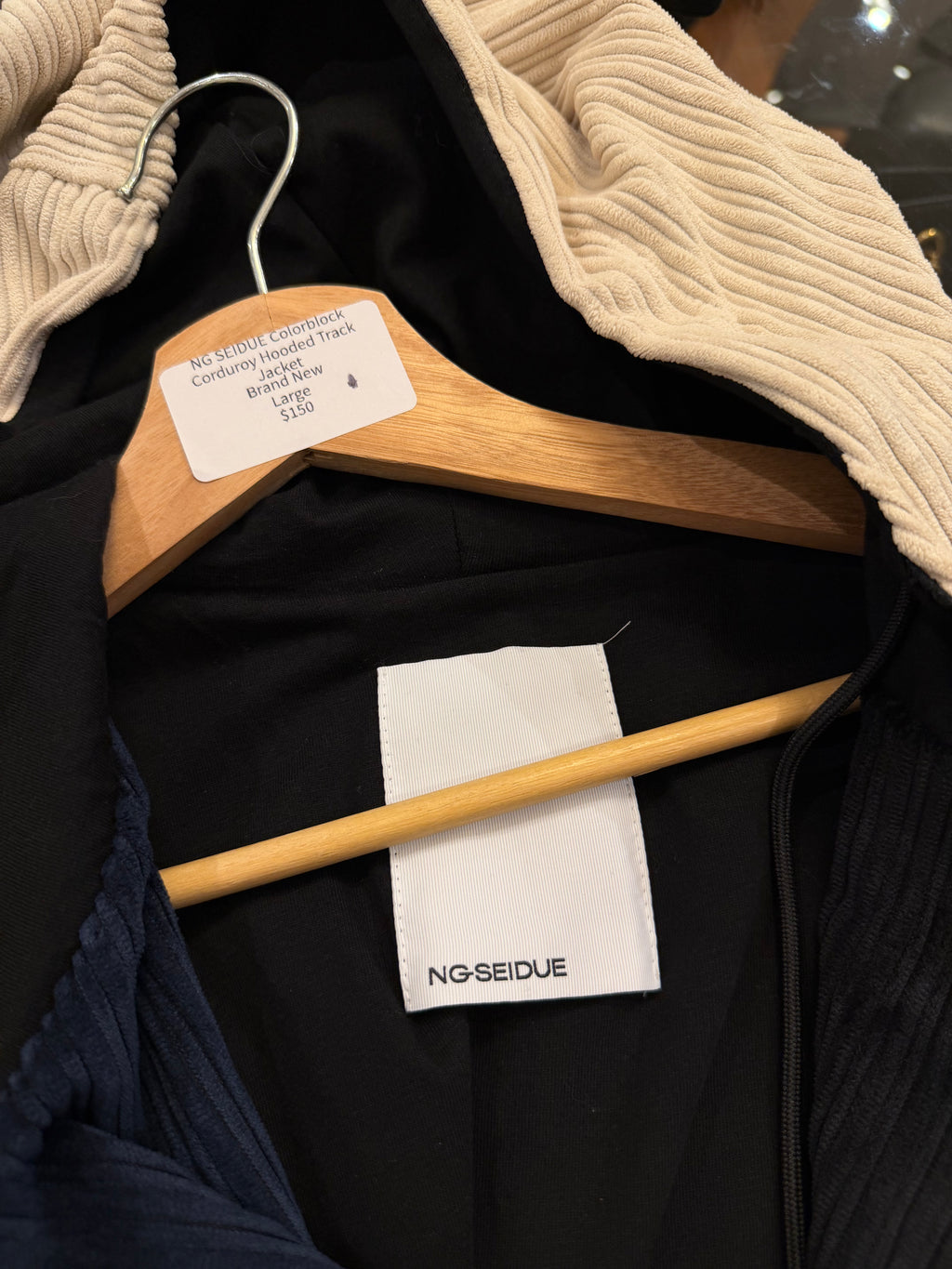 NG SEIDUE Colorblock Corduroy Hooded Track Jacket