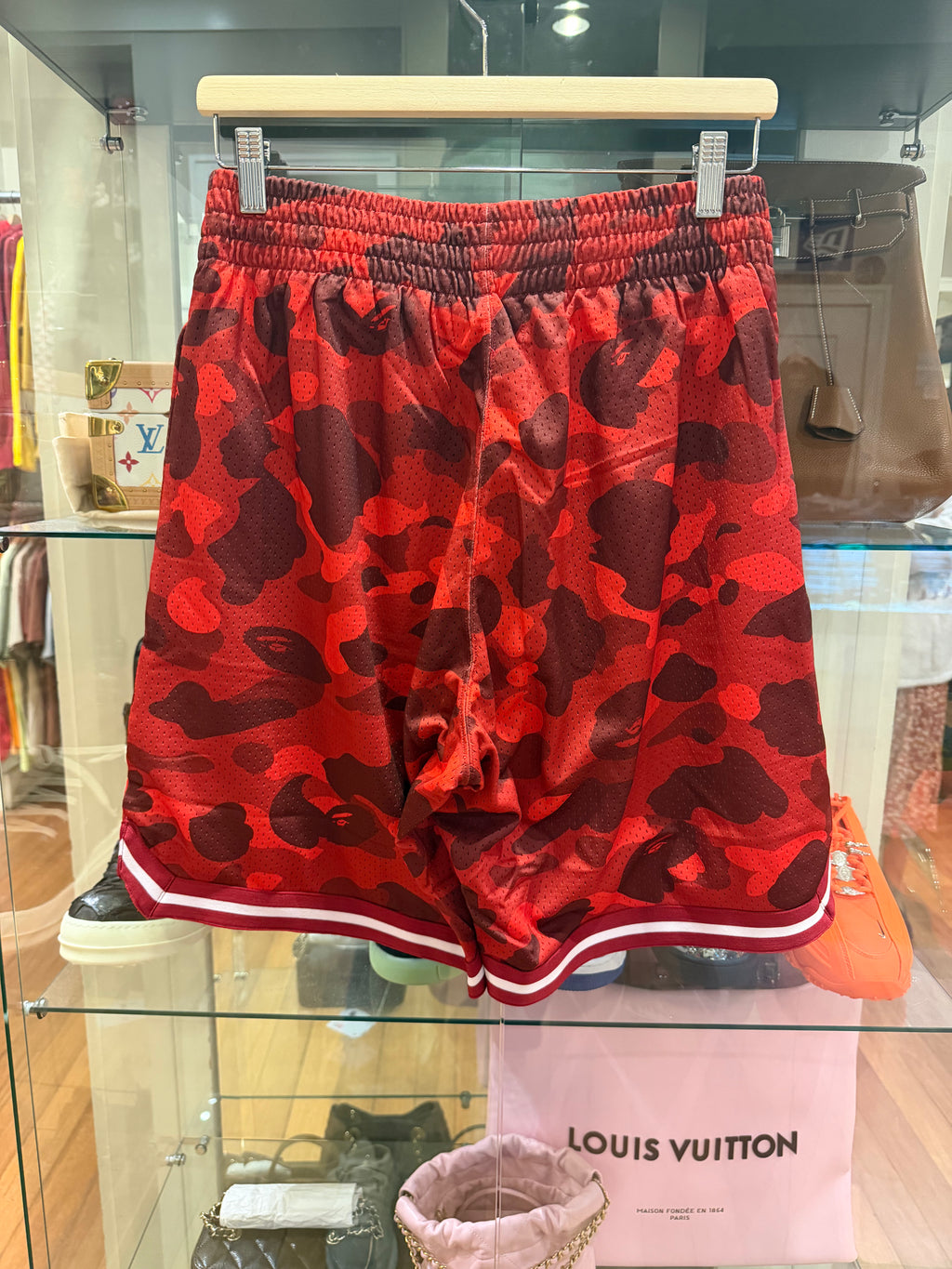 Bape Color Camo Wide Fit Basketball Shorts - Red
