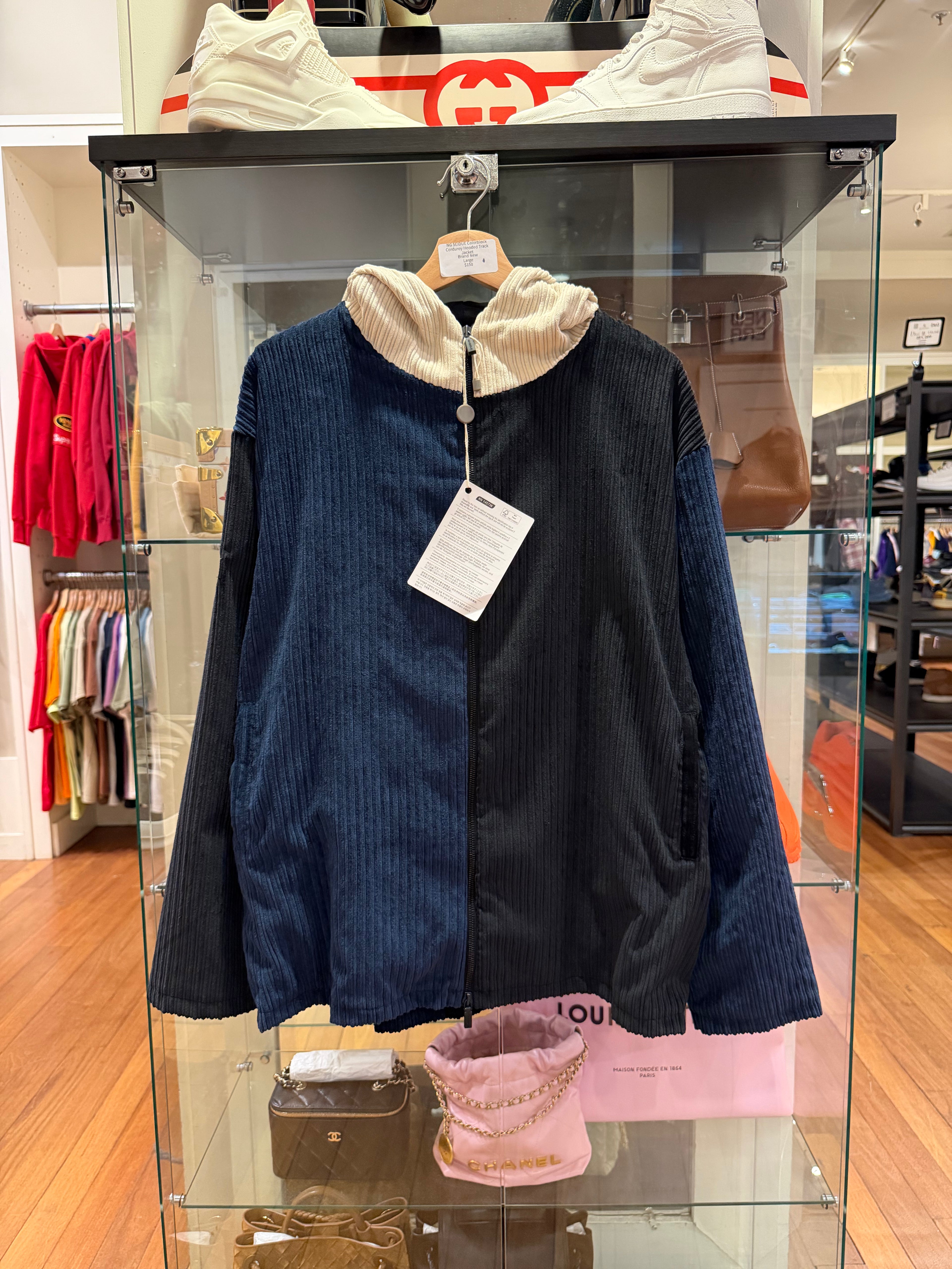 NG SEIDUE Colorblock Corduroy Hooded Track Jacket