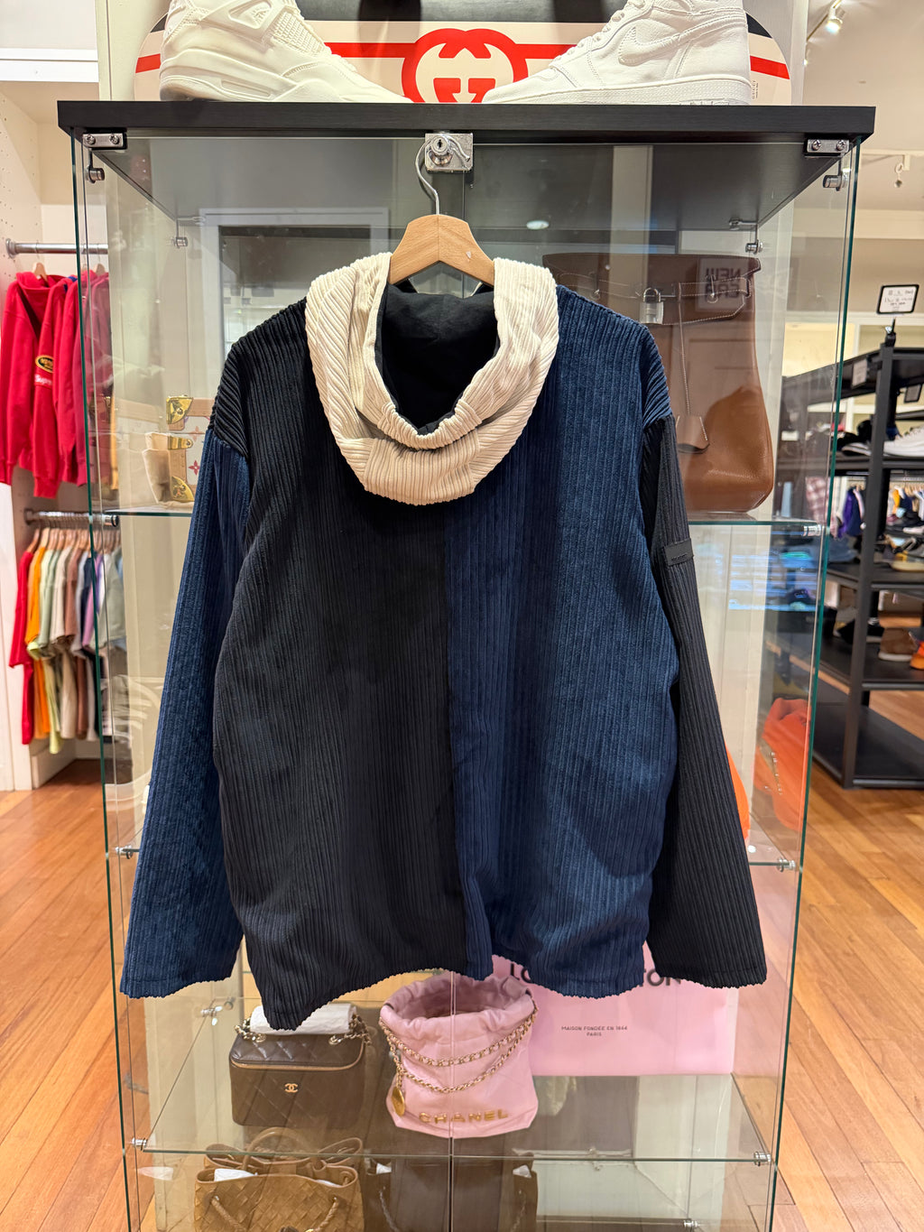 NG SEIDUE Colorblock Corduroy Hooded Track Jacket