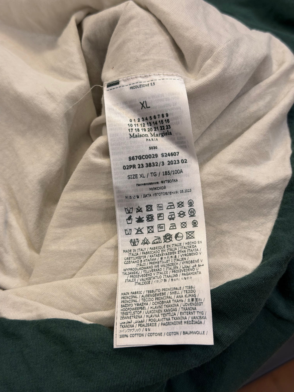 Maison Margiela Decortique Logo Print Tee - Green/White