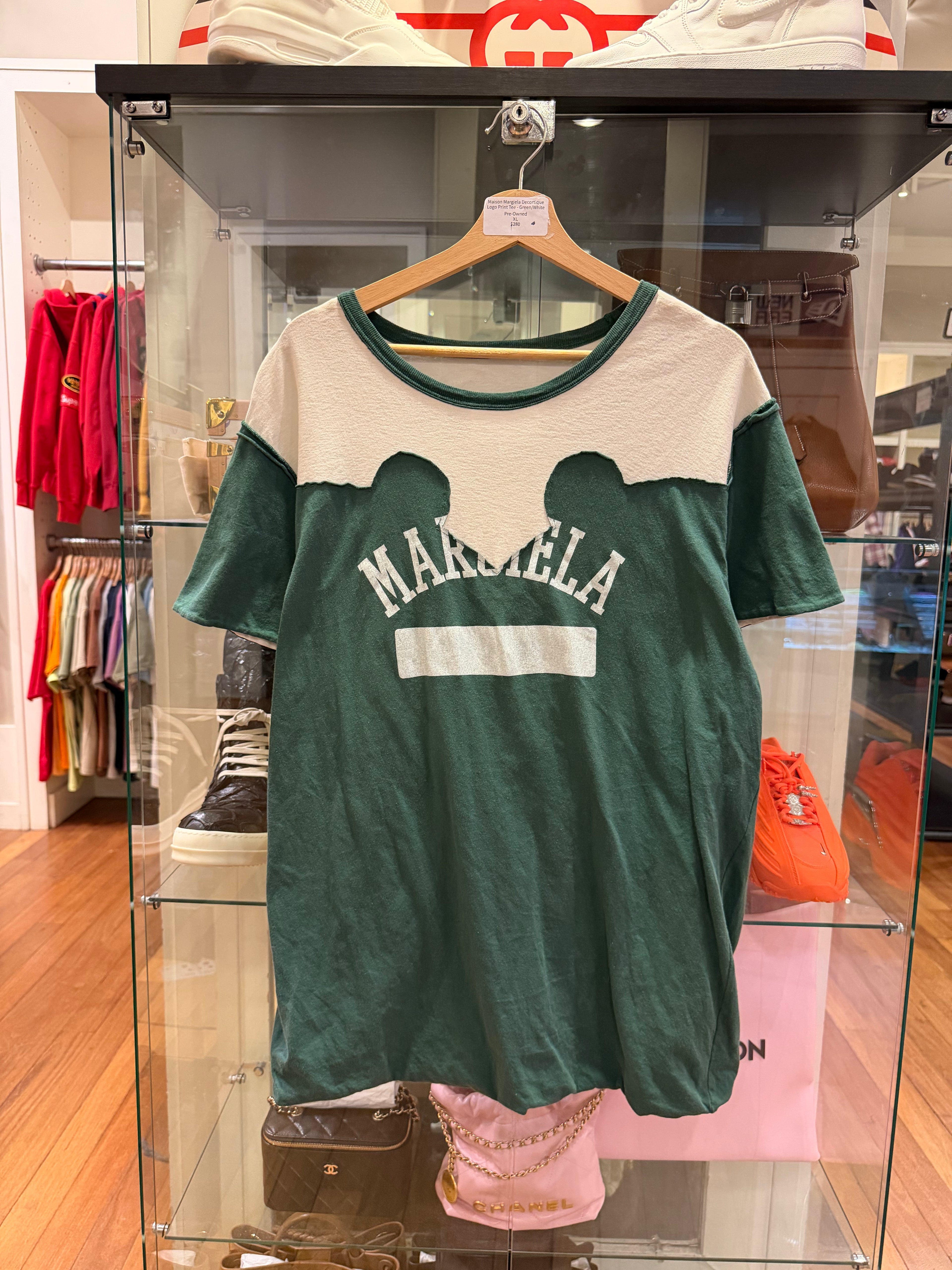 Maison Margiela Decortique Logo Print Tee - Green/White