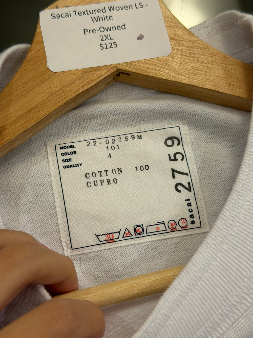 Sacai Textured Woven LS -White