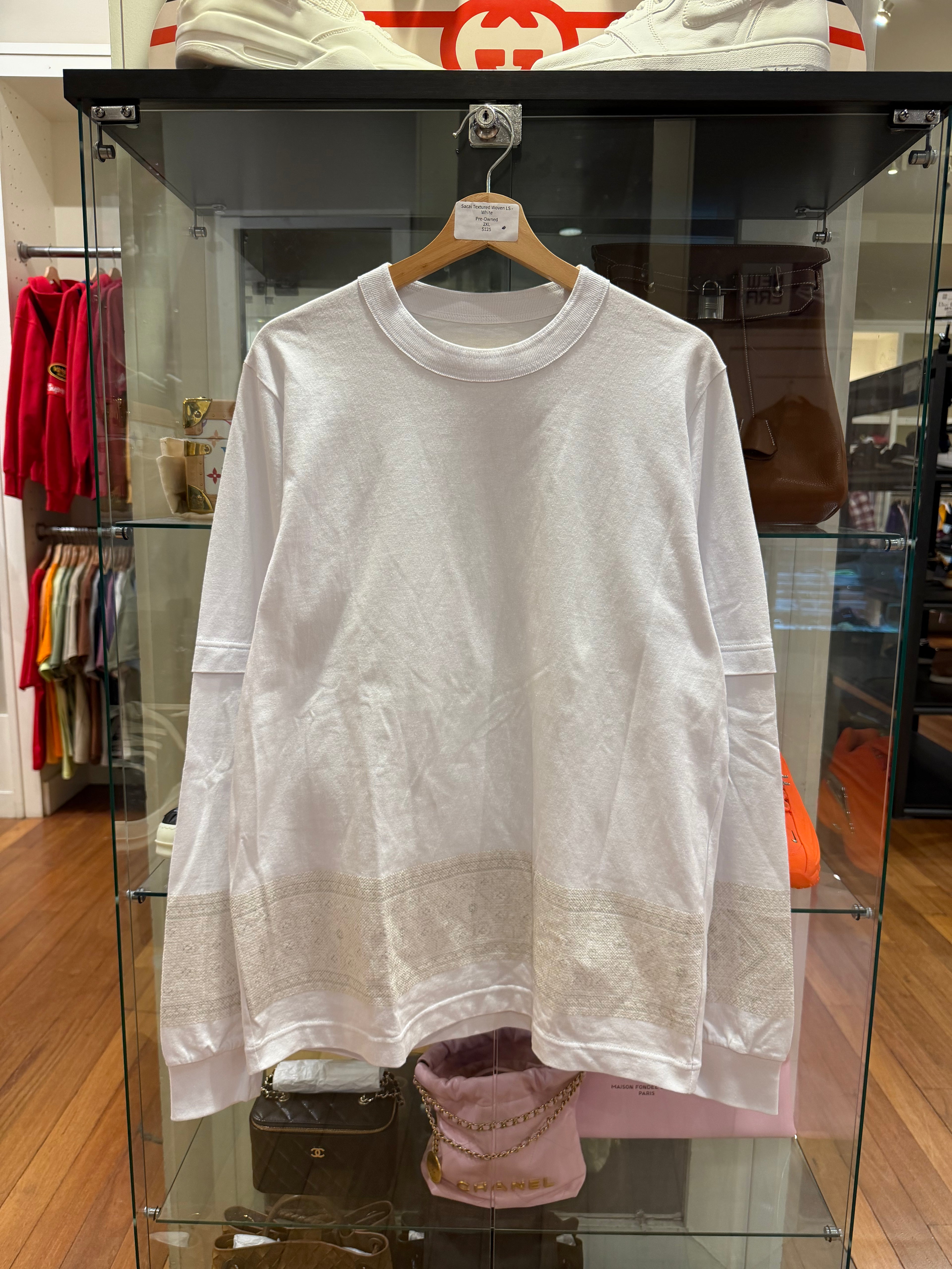 Sacai Textured Woven LS -White